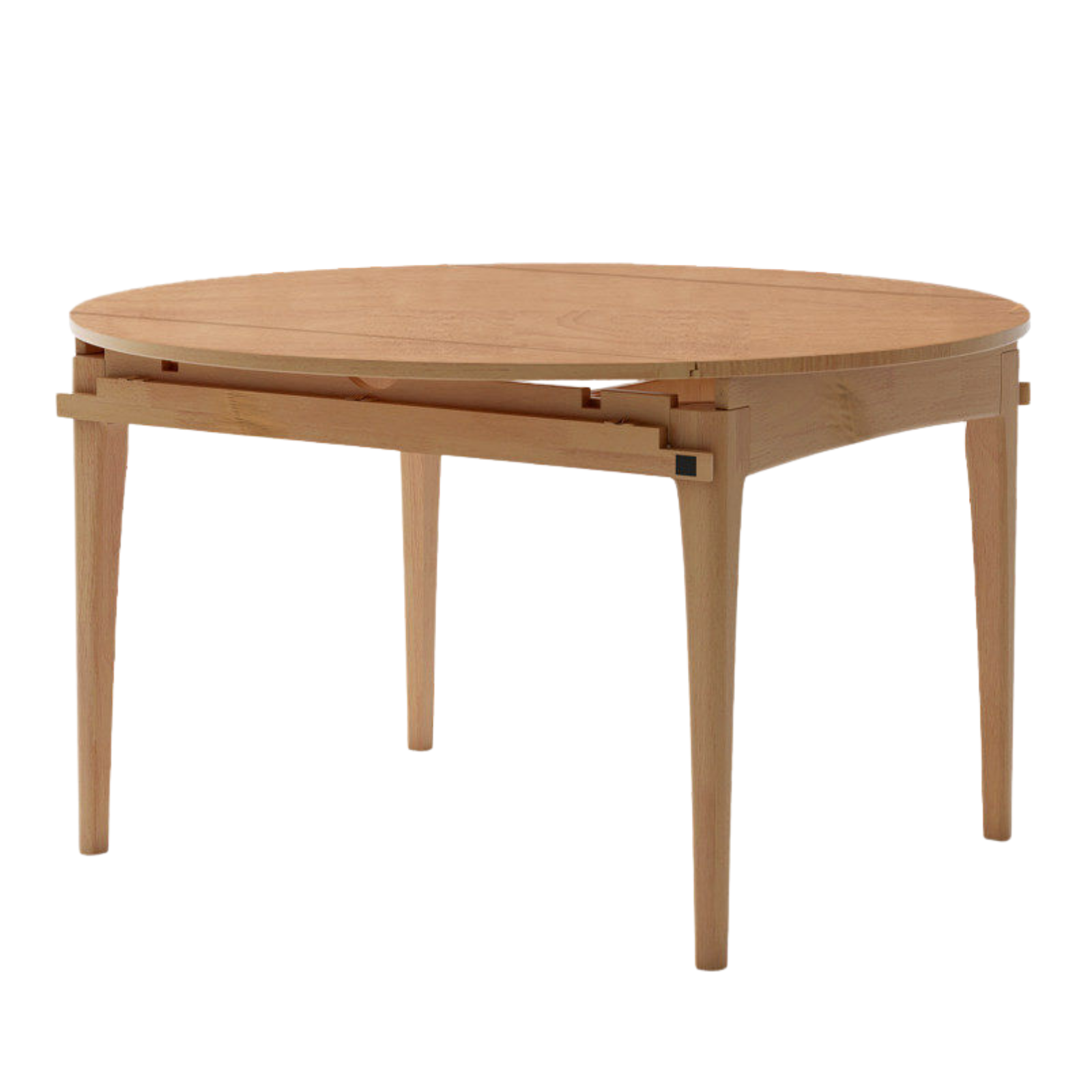 Oak Solid Wood, Solid Rubberwood Folding Round Retractable Dining Table