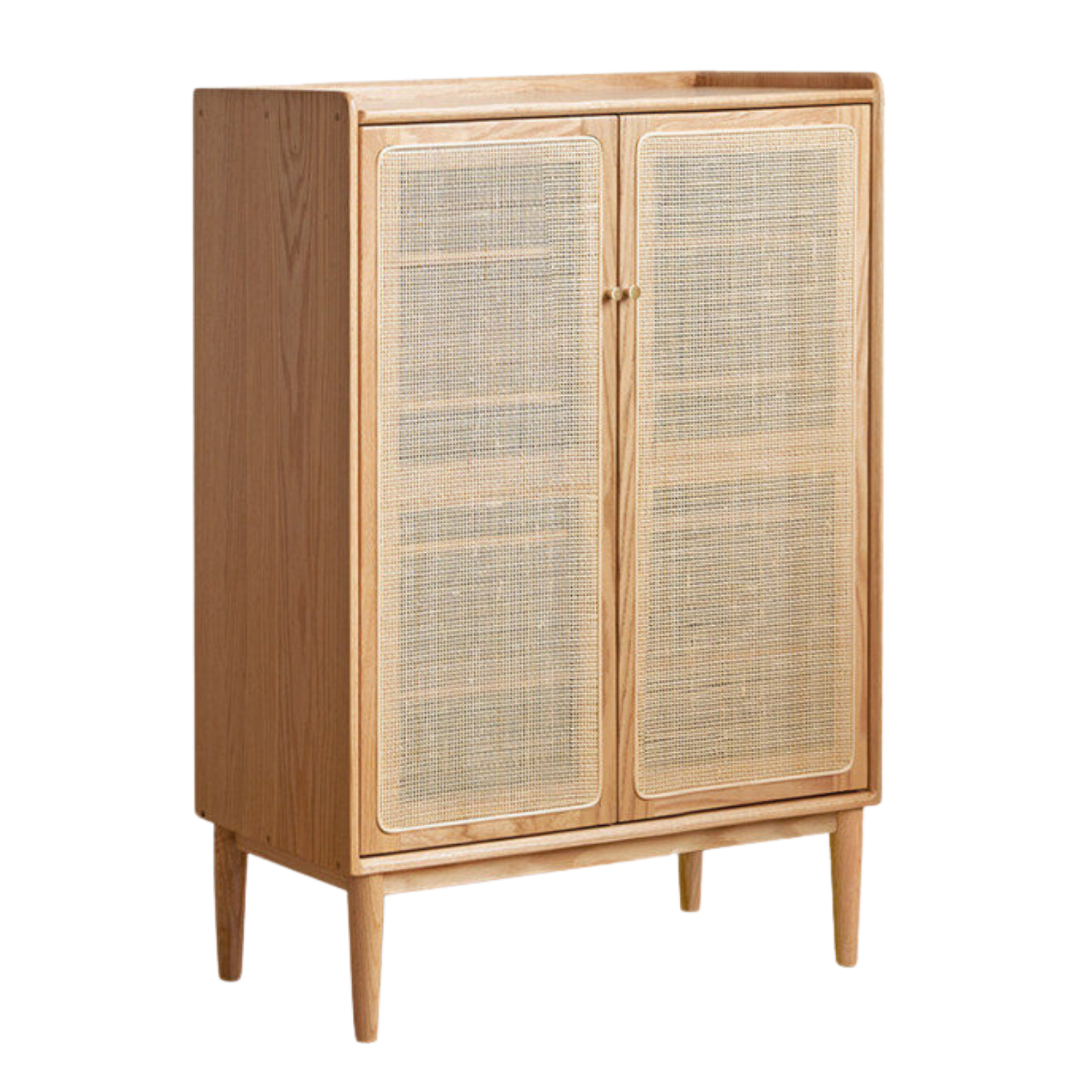Oak Solid Wood Shoe Cabinet rattan entrance cabinet