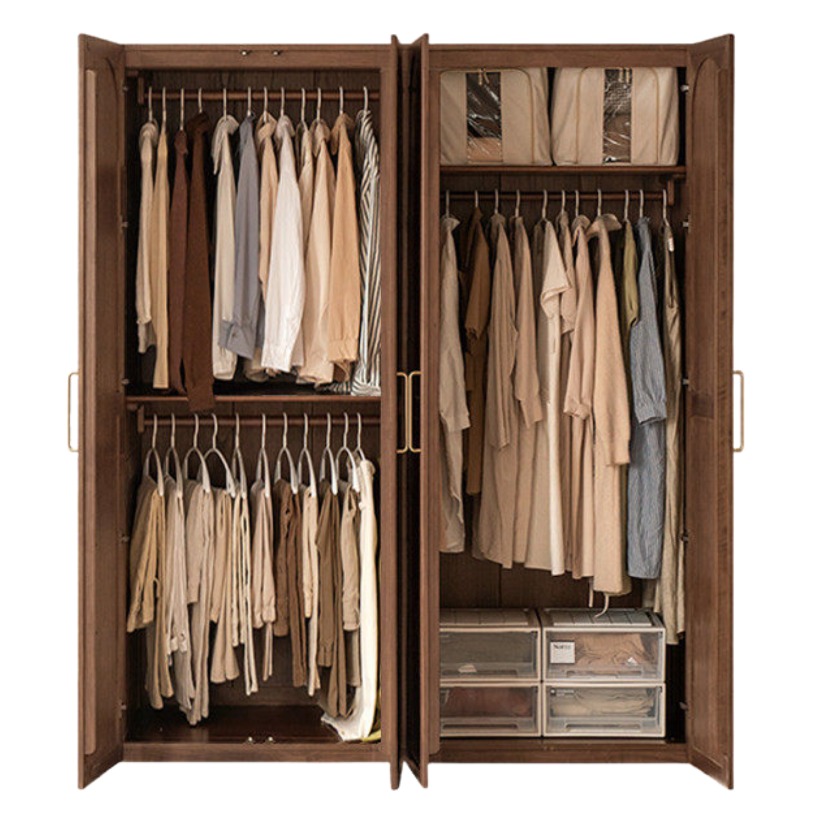 Black Walnut, Sandalwood Solid Wood French Retro Wardrobe.