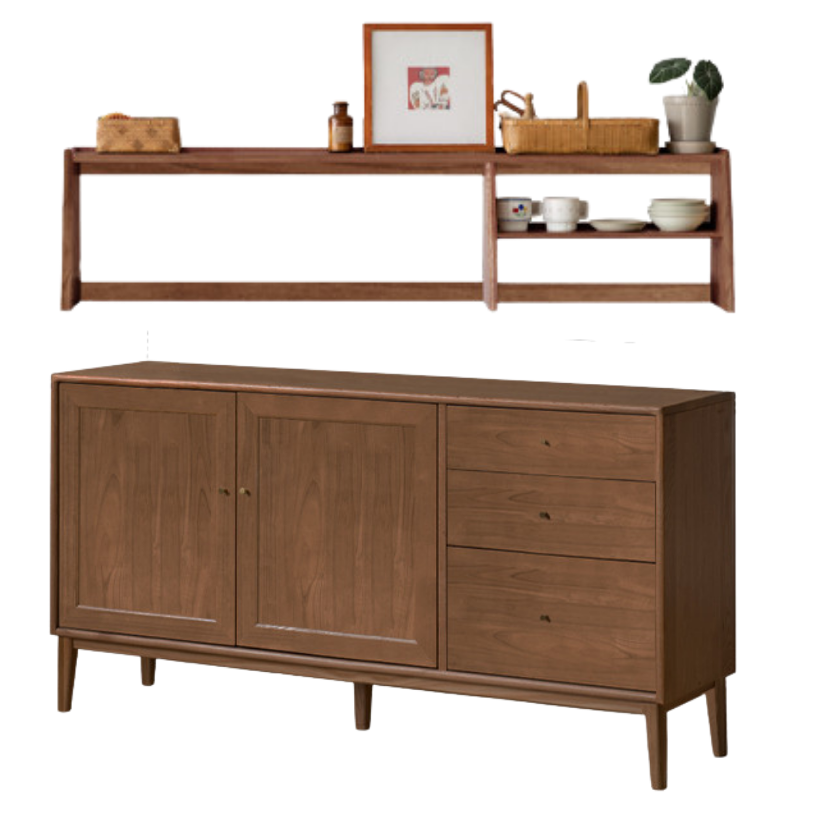 Oak Solid Wood, Solid Rubberwood Classic Sideboard