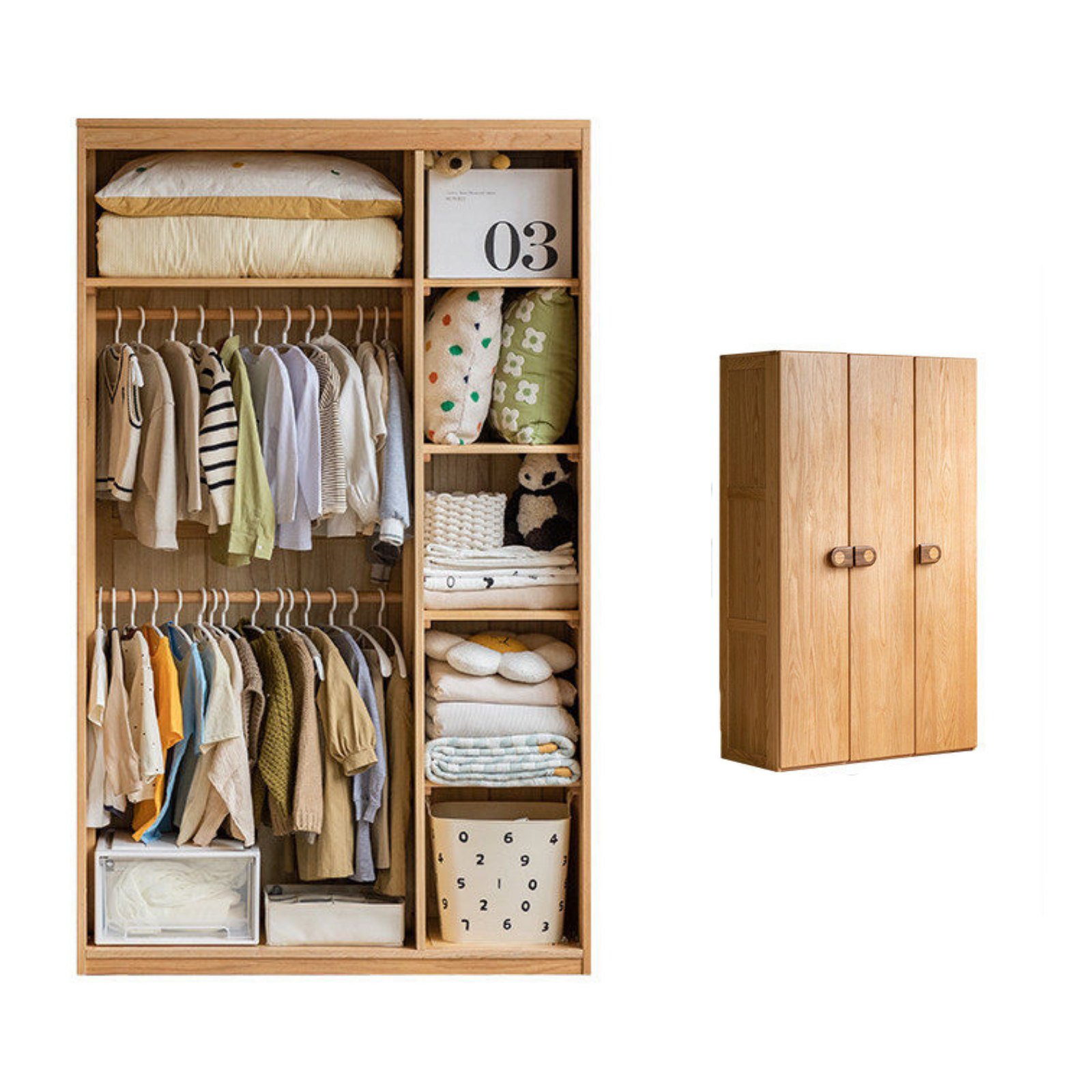 Oak Solid Wood Children's Wardrobe