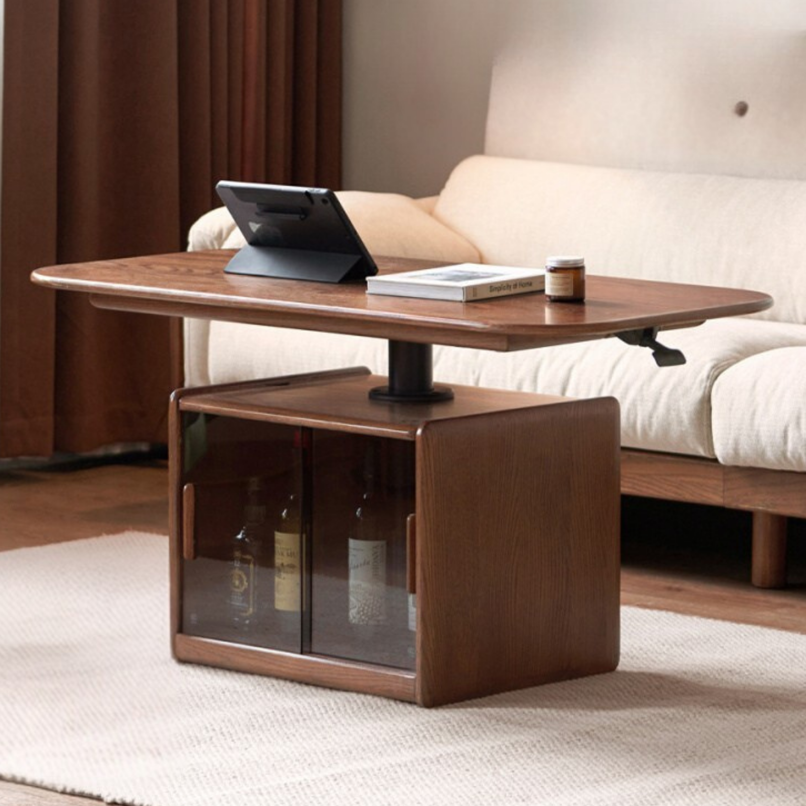Oak Solid Wood Elevating Lifting Coffee Table