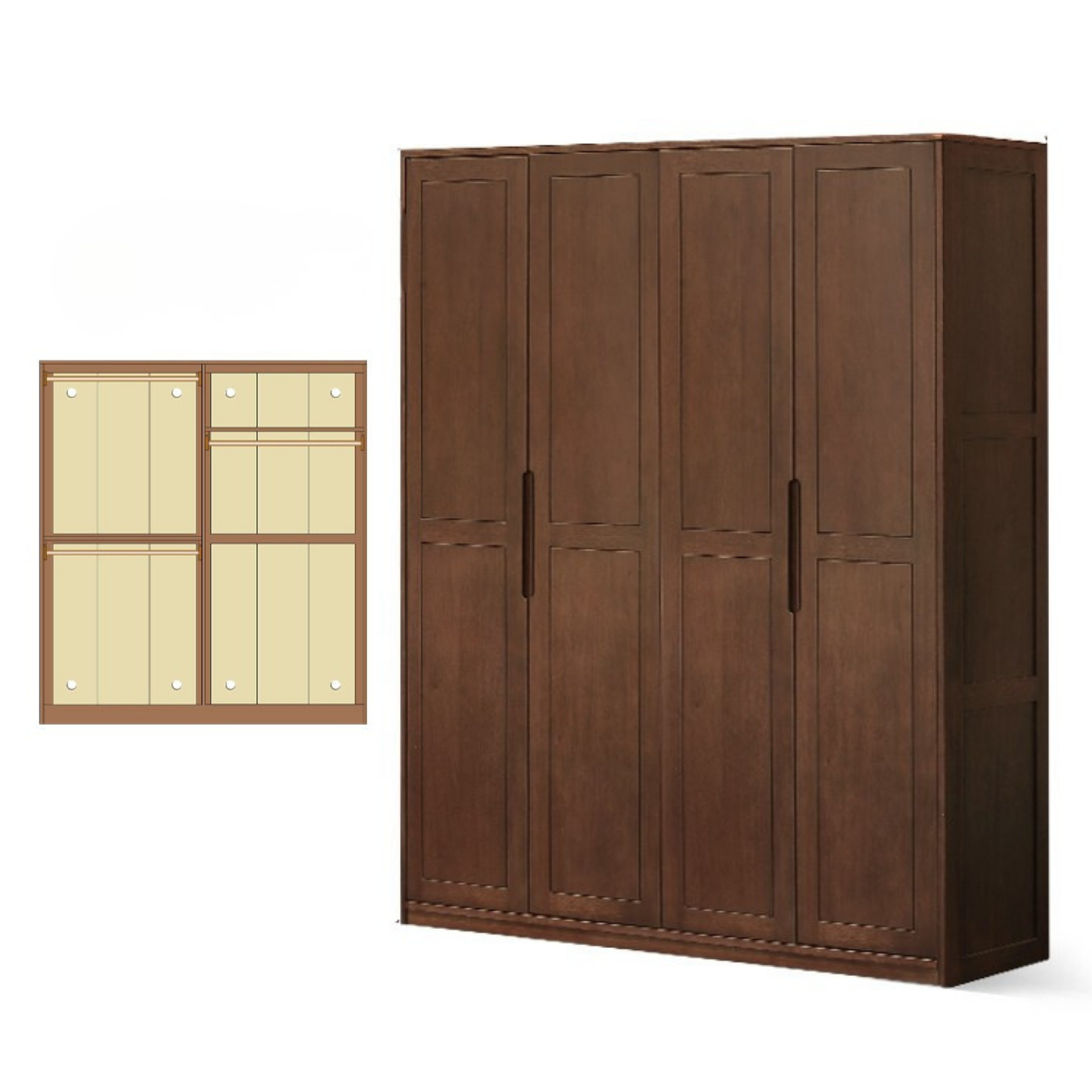 Black Walnut, Merbau Solid Wood Wardrobe.