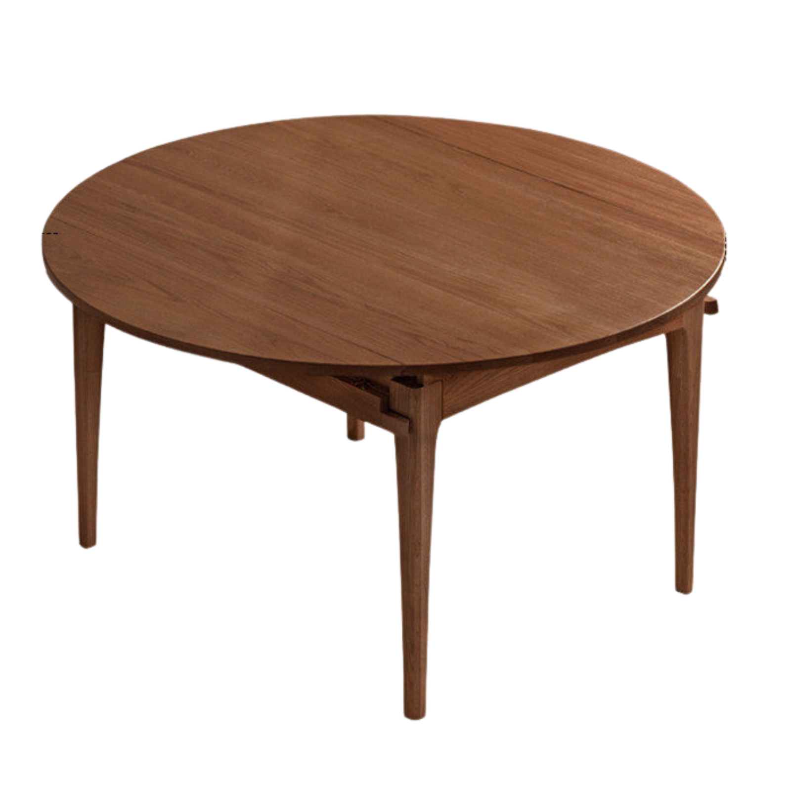 Oak Solid Wood, Solid Rubberwood Folding Round Retractable Dining Table