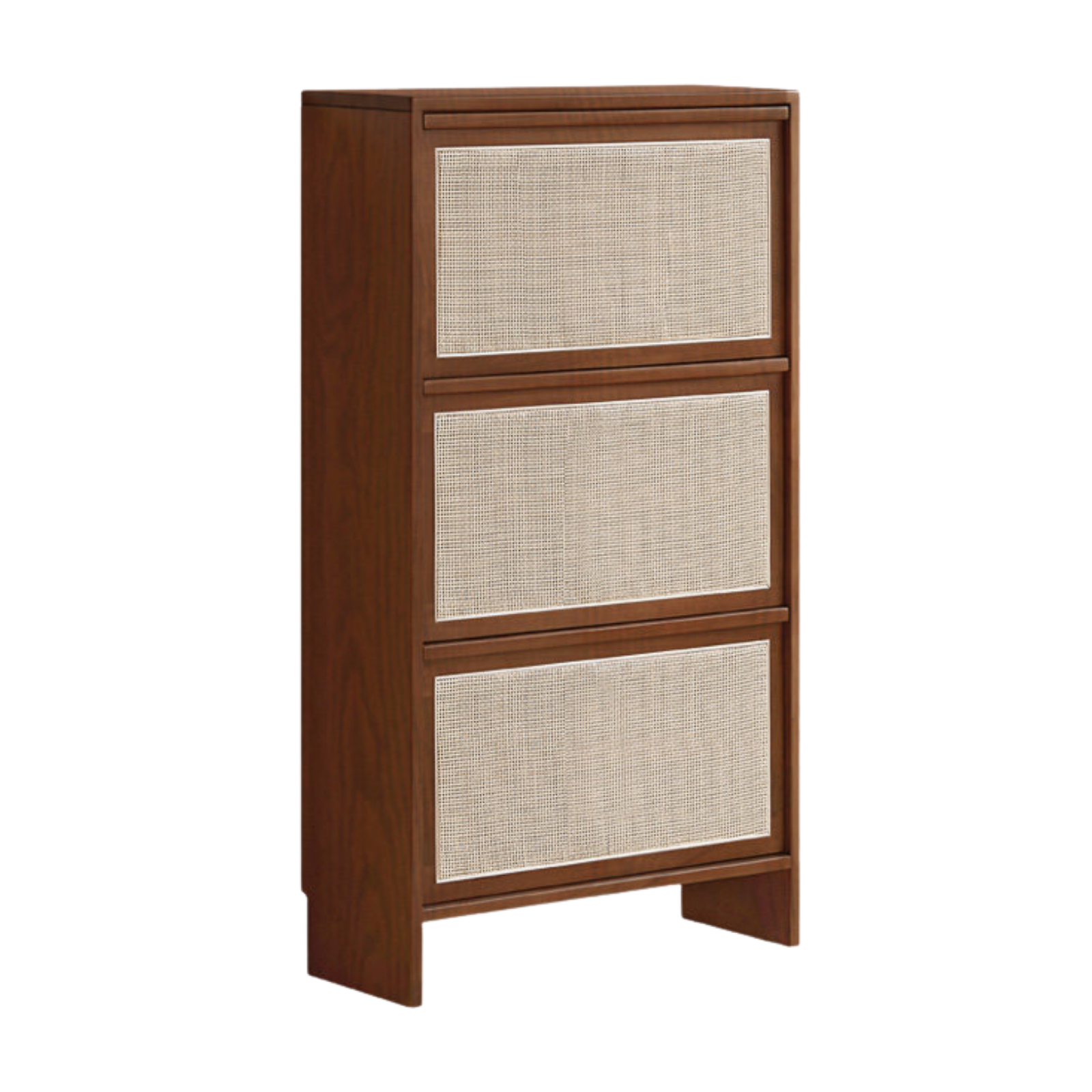 Poplar, Oak Solid Wood Rattan Shoe Cabinet, Slim Entryway Storage CabinetOak