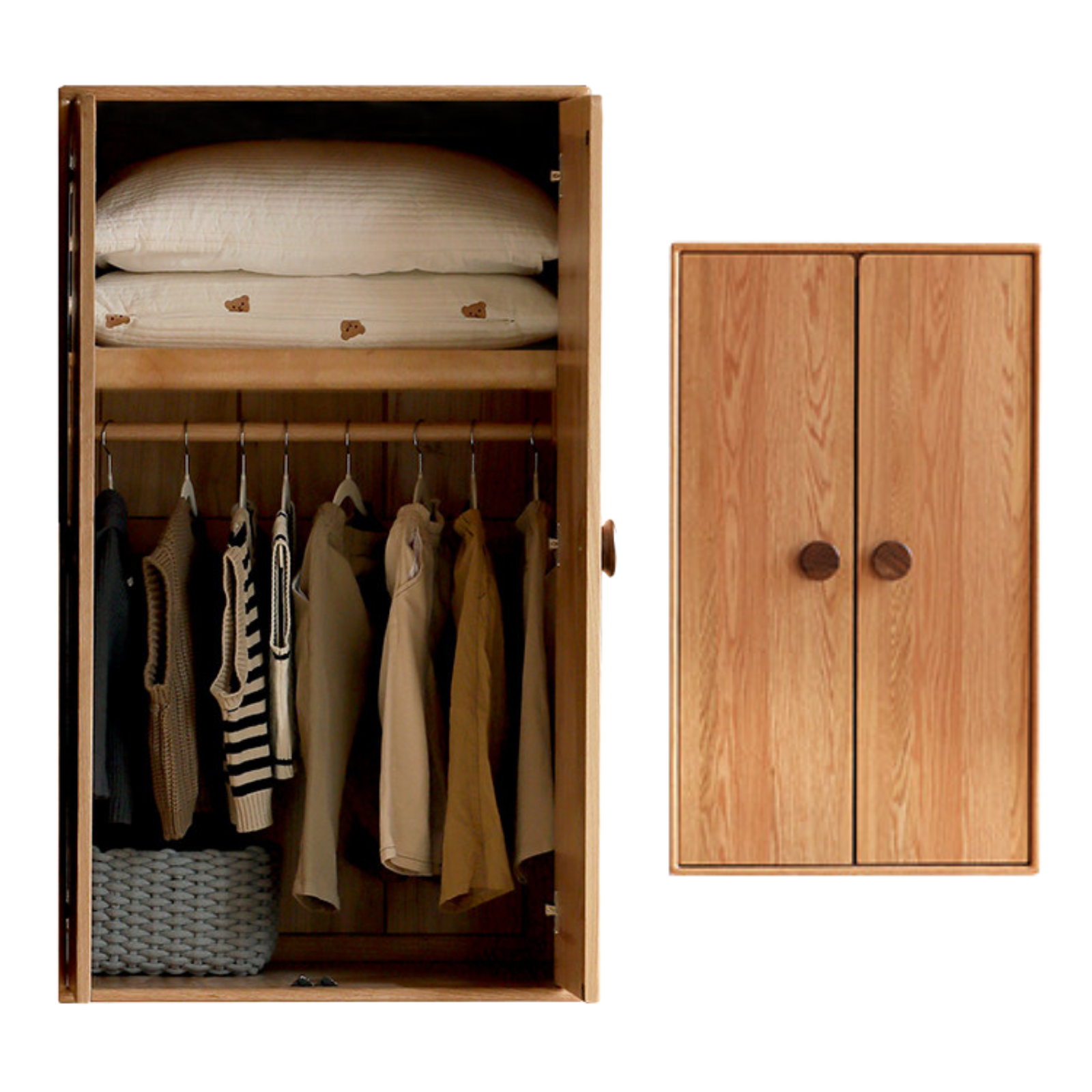 Oak Solid Wood Kids Wardrobe Free Combination