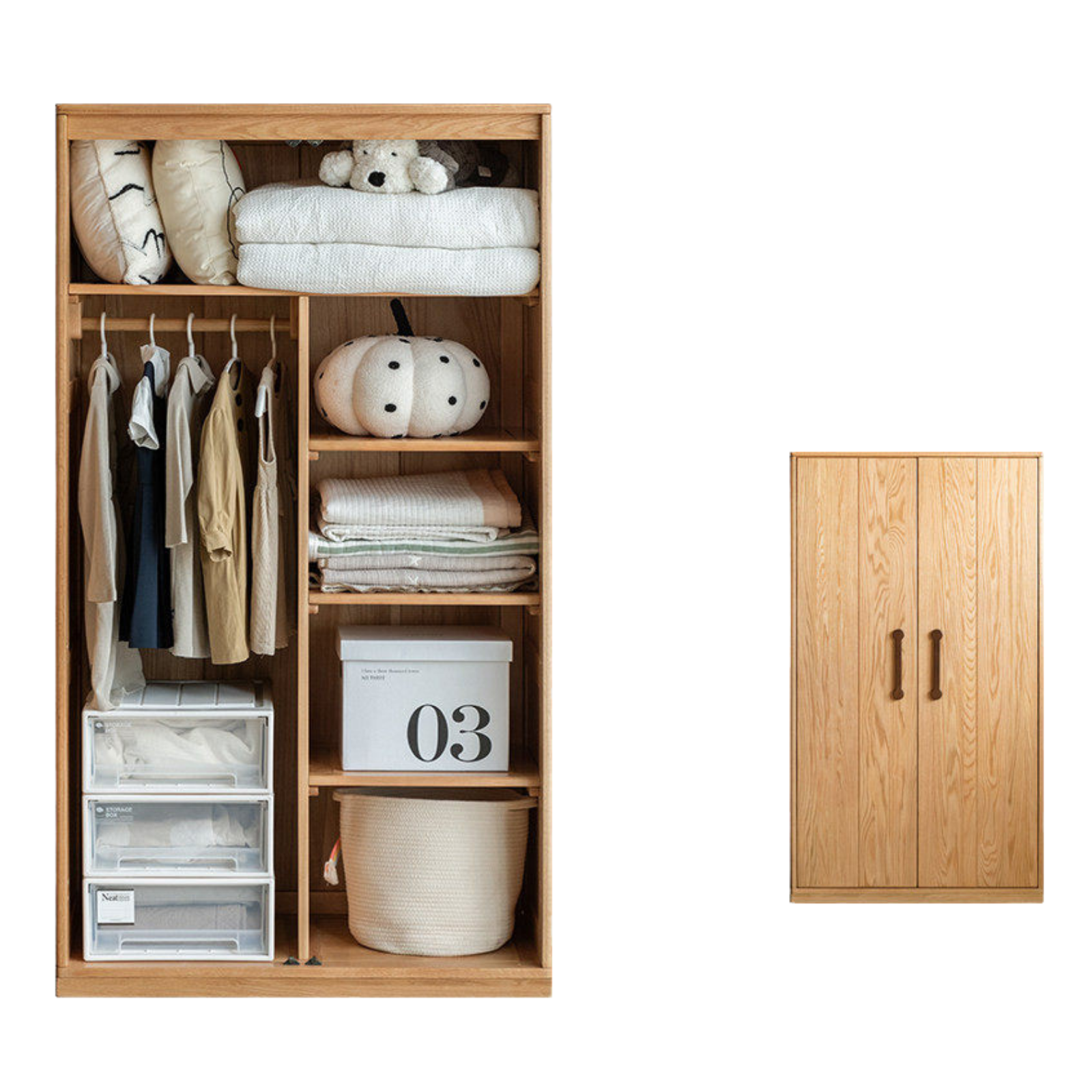 Oak Solid Wood Kids Wardrobe