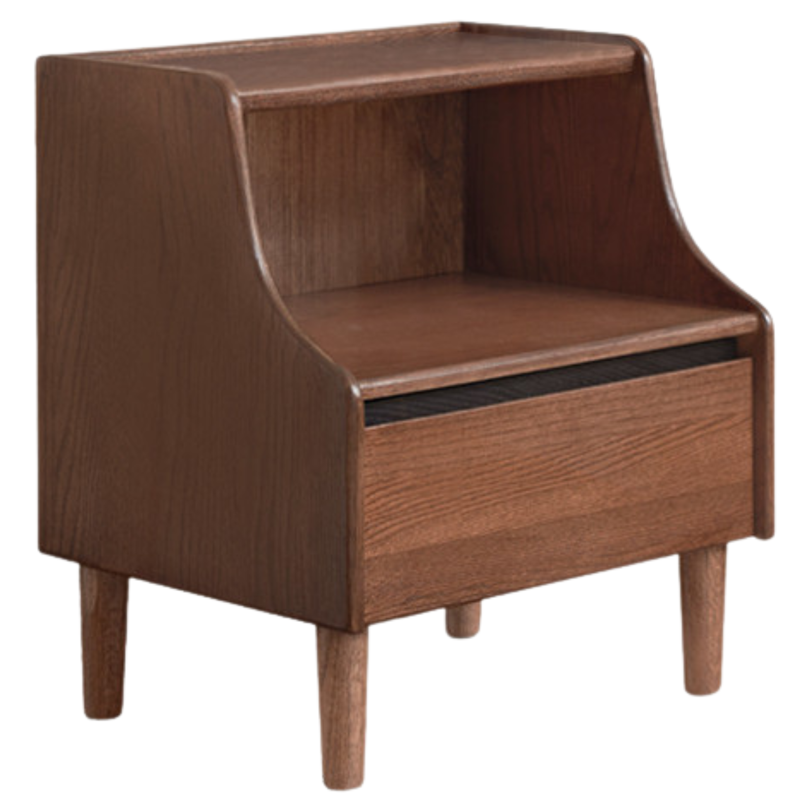 Solid Rubberwood, Oak Solid Wood Nightstand