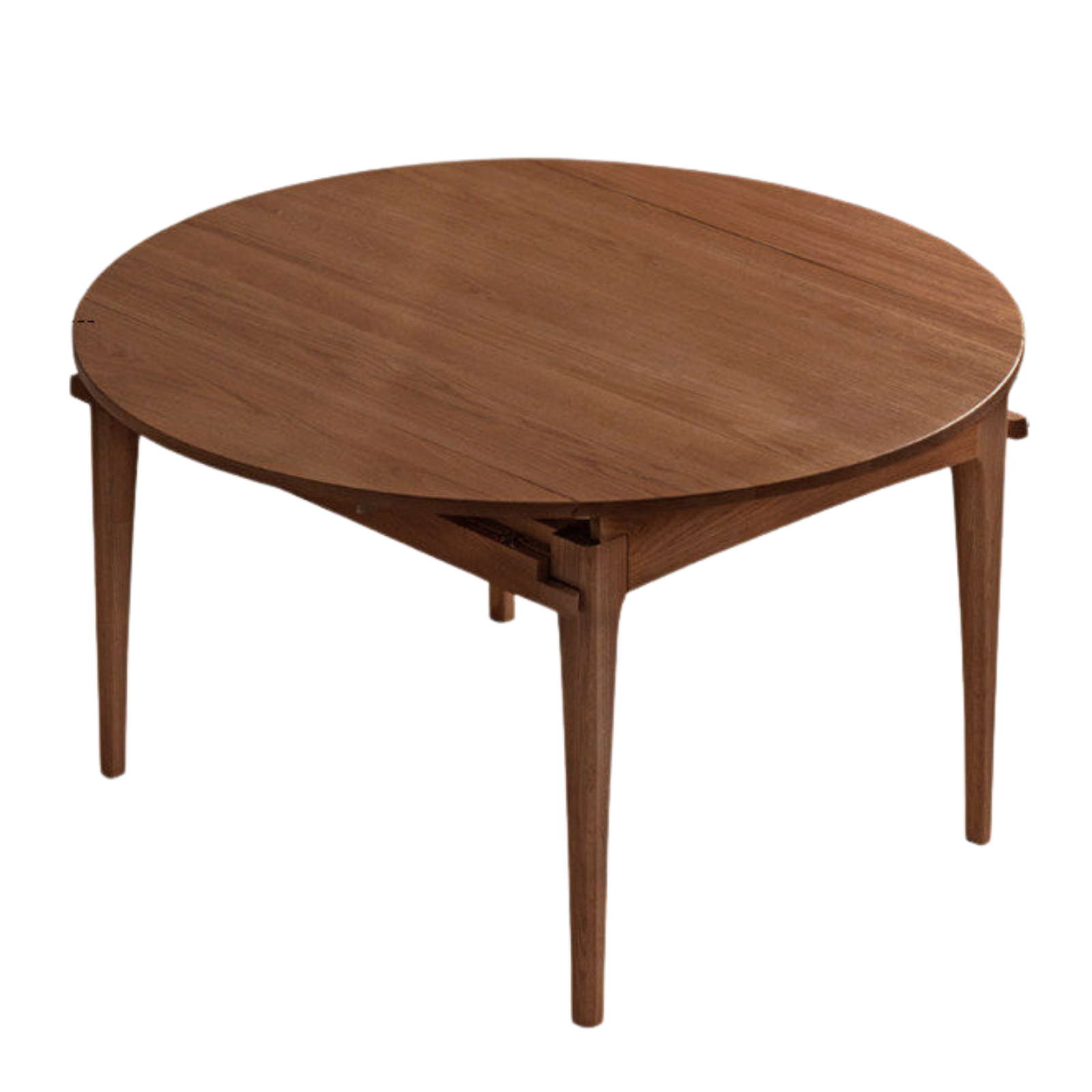 Oak Solid Wood, Solid Rubberwood Folding Round Retractable Dining Table