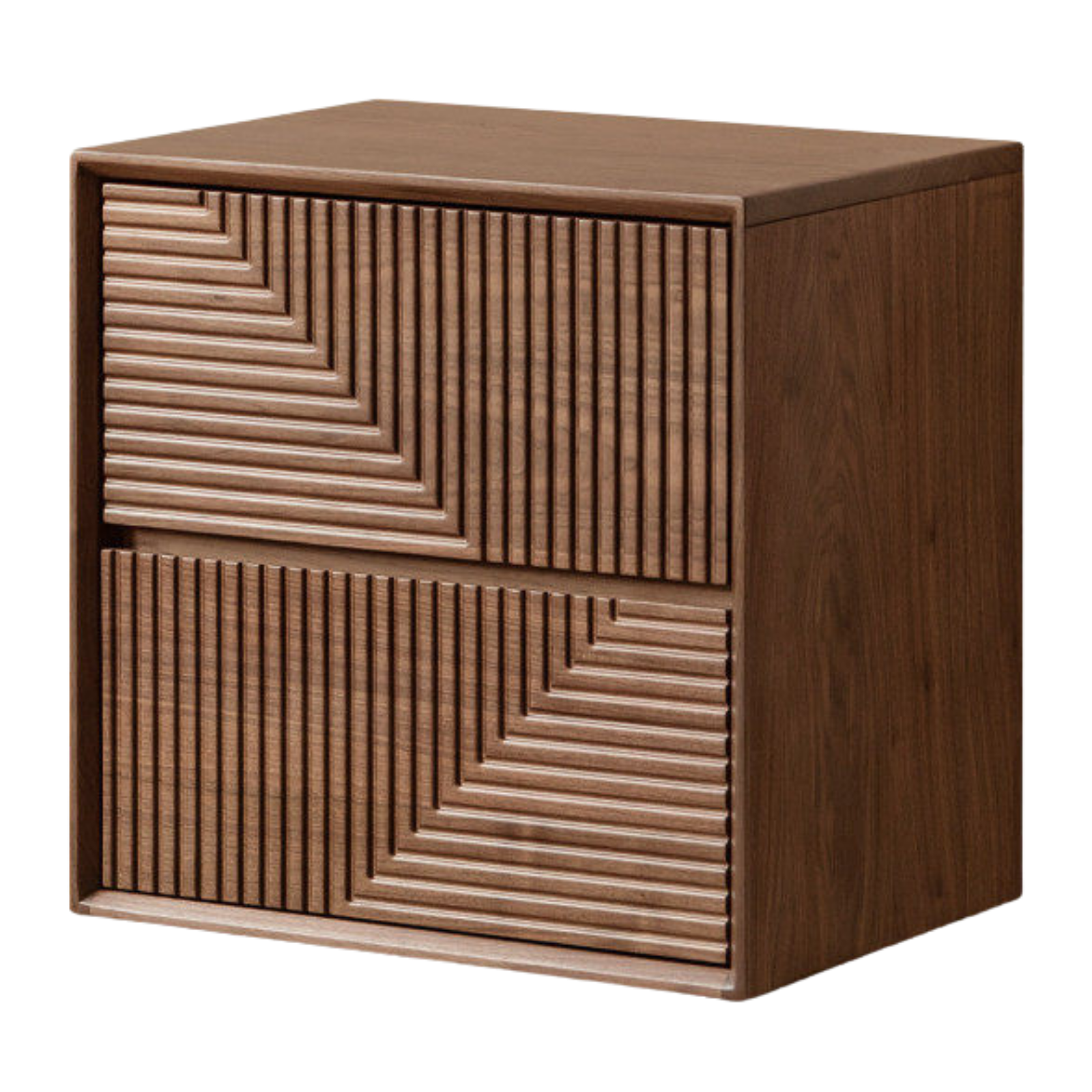 Black Walnut Solid Wood Modular Storage Cabinet, Mid Century Dresser with Geometric Front Design