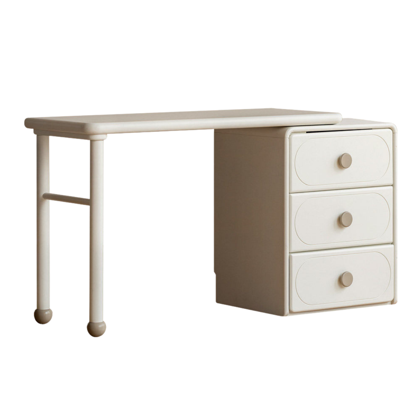 Poplar, Rubber Solid Wood Cream Style Retractable Kids Double Desk