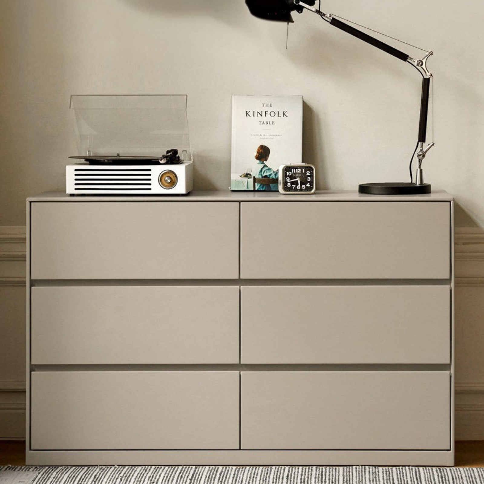 Poplar Solid Wood Light Luxury Six-Drawer Chest