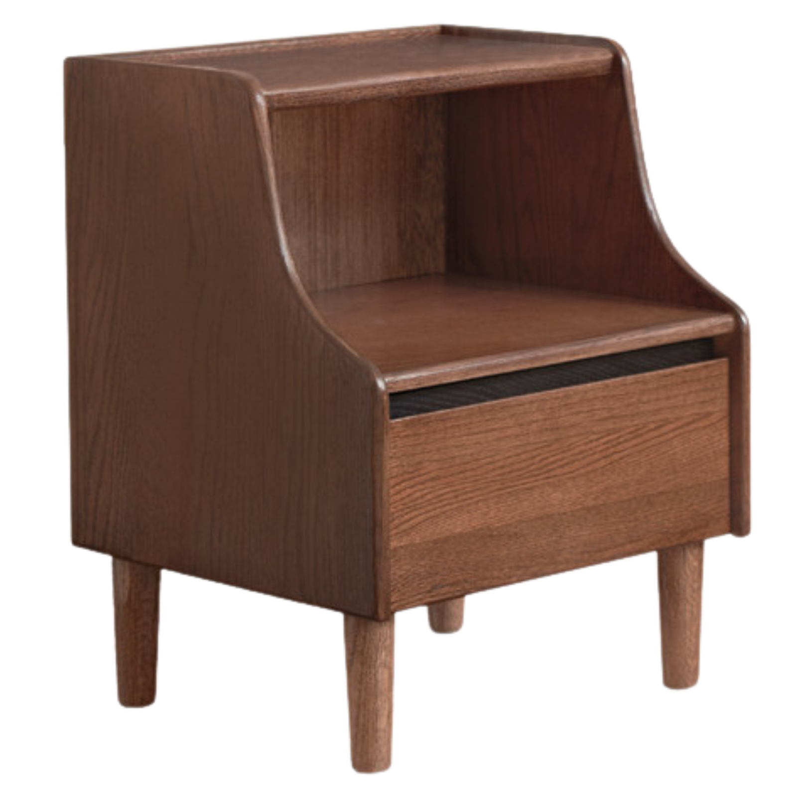 Solid Rubberwood, Oak Solid Wood Nightstand