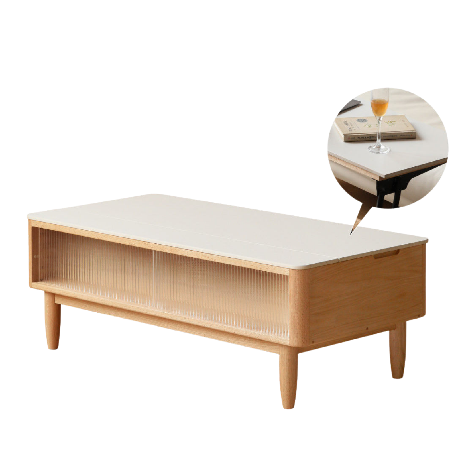Oak Solid Wood Lift Top Coffee Table