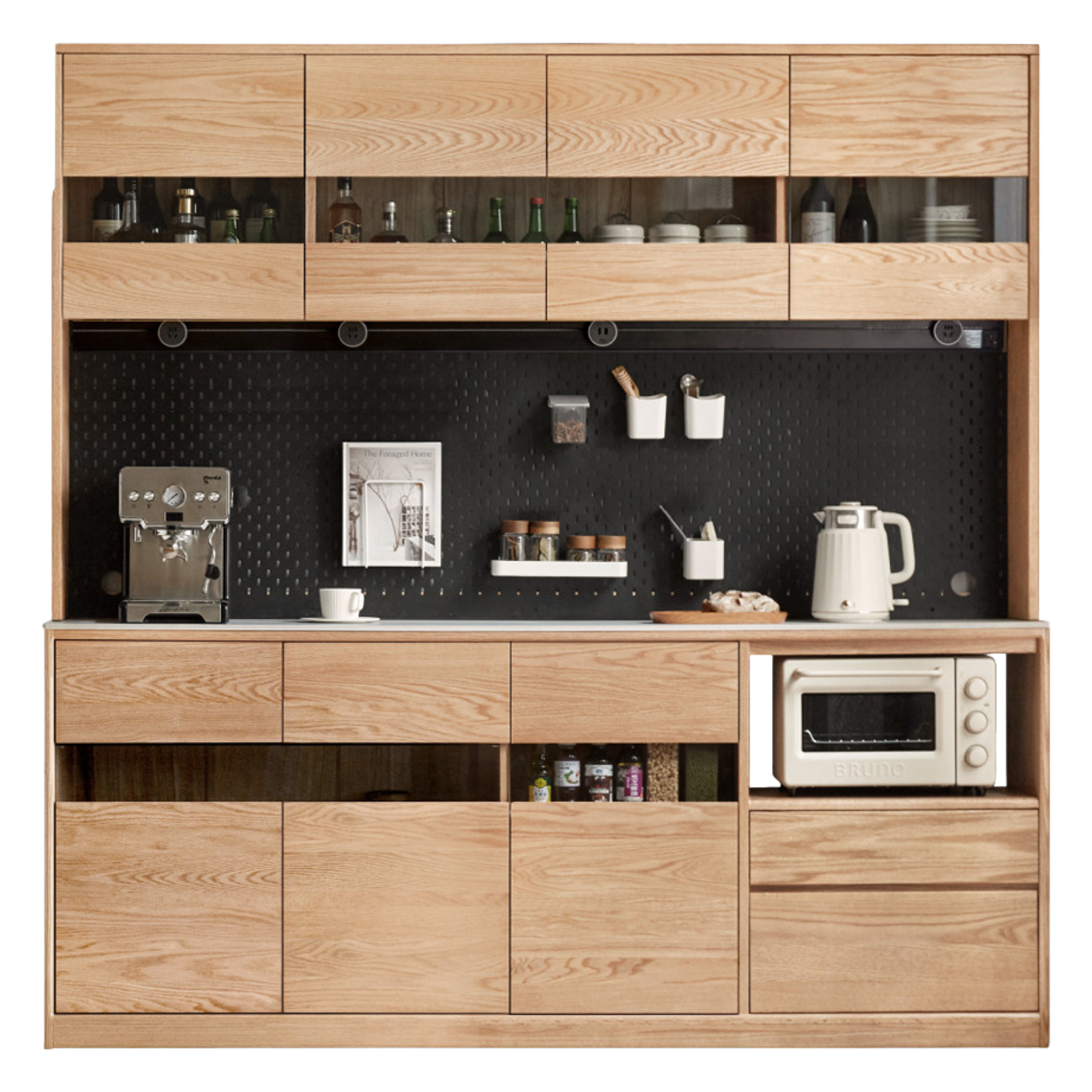 Oak, Ash Solid Wood Sideboard Modern Buffet Cabinet