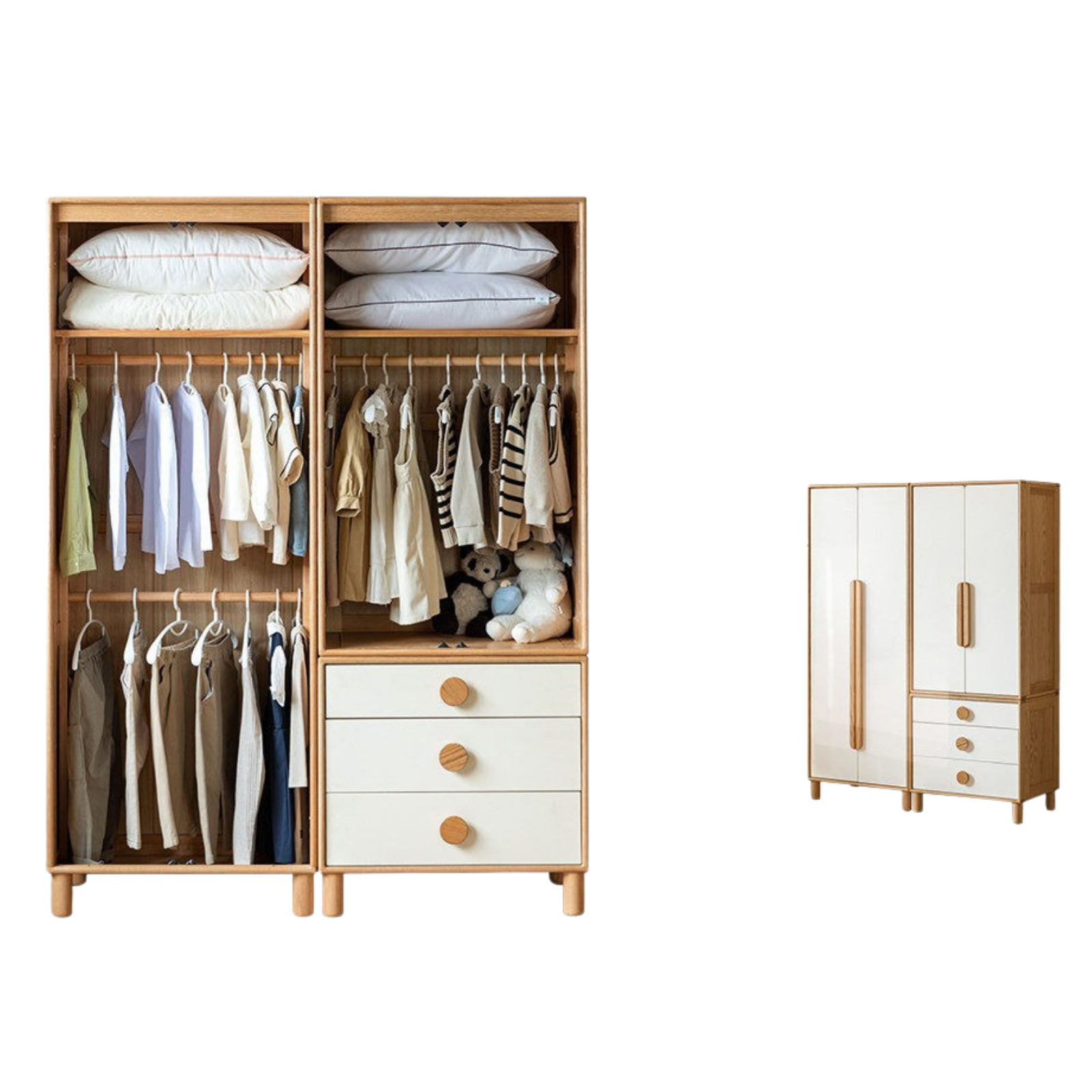 Oak Solid Wood Kids Wardrobe
