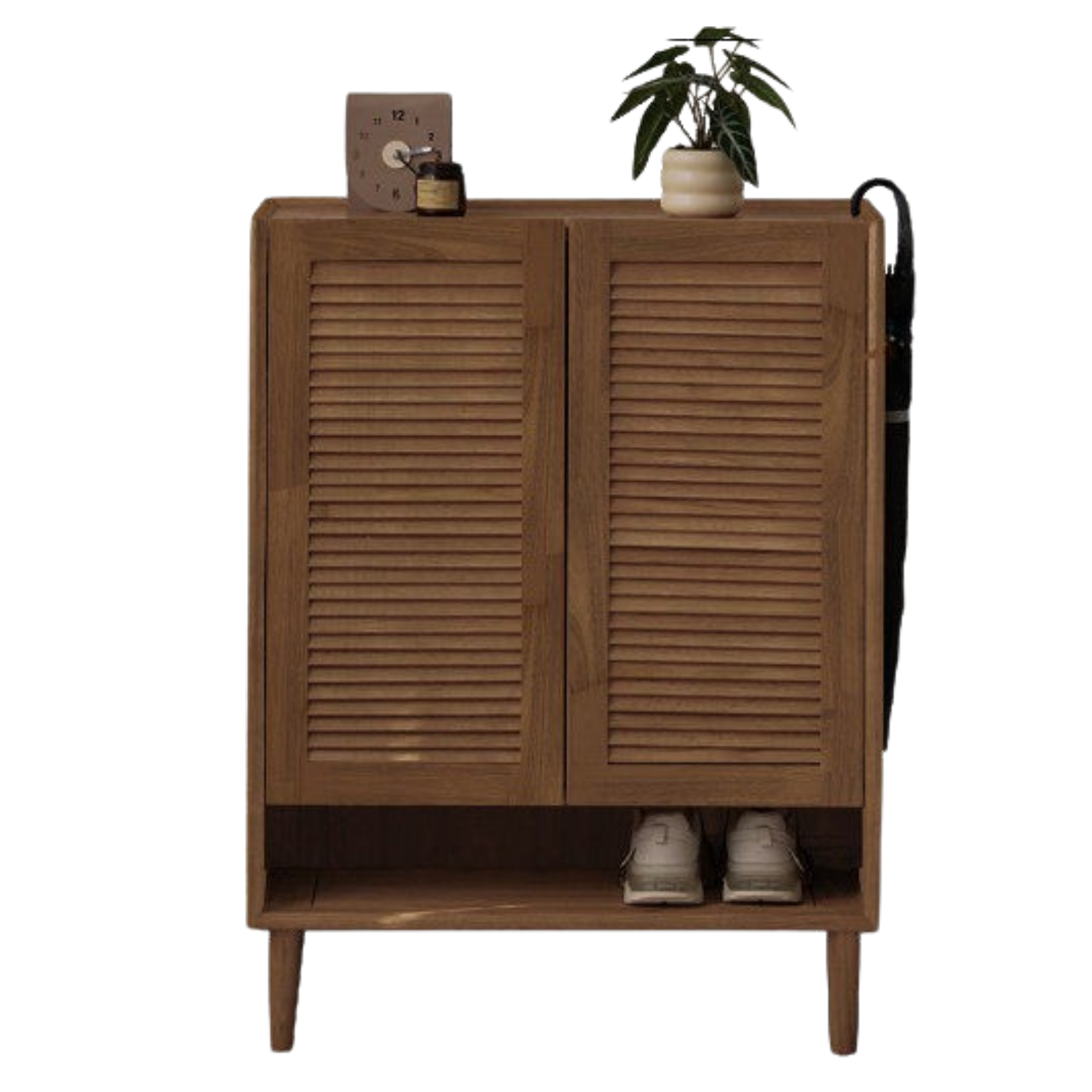 Oak, Solid Rubberwood Modern Shoe Cabinet