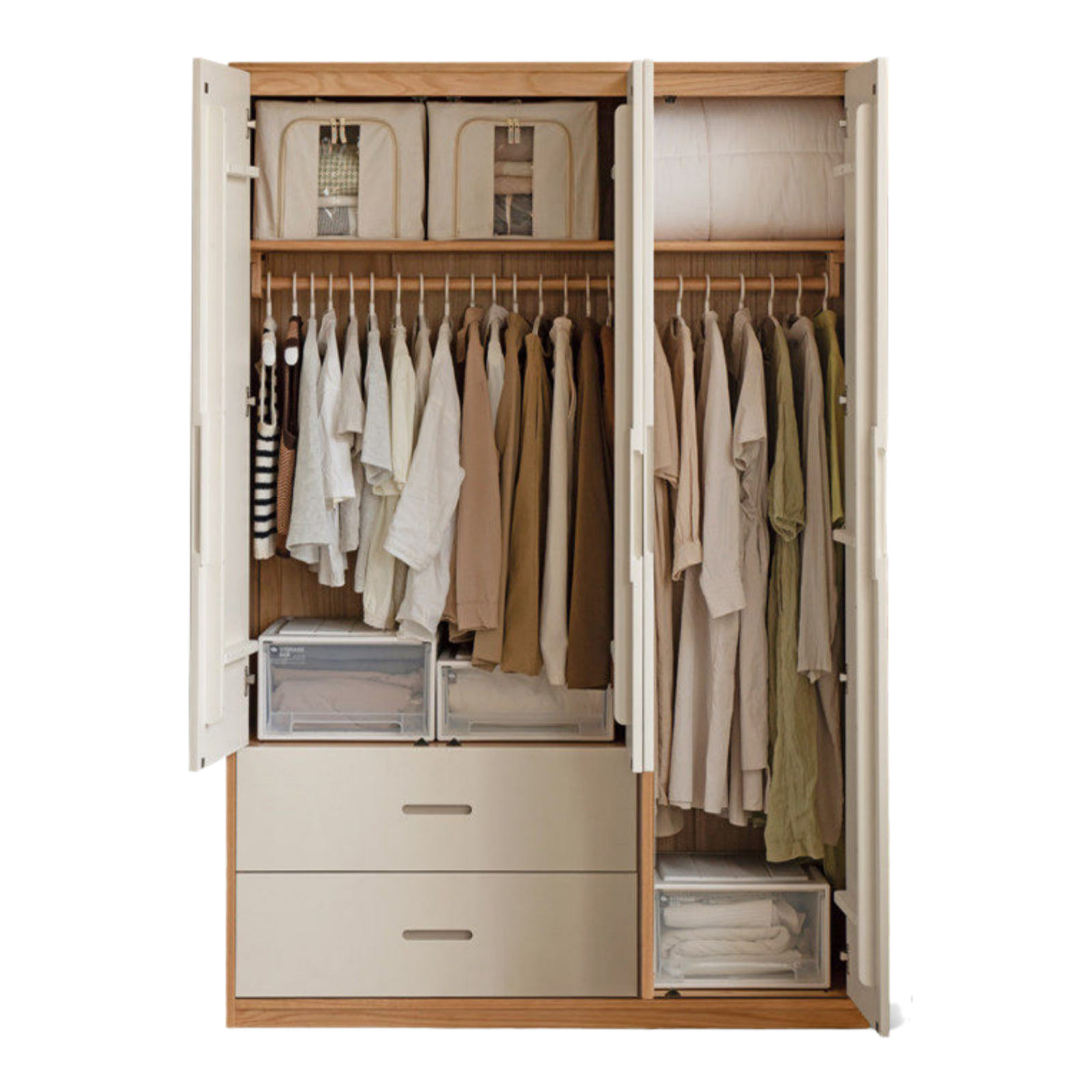 Oak Solid Wood Wardrobe Floor Combination Cabinet.