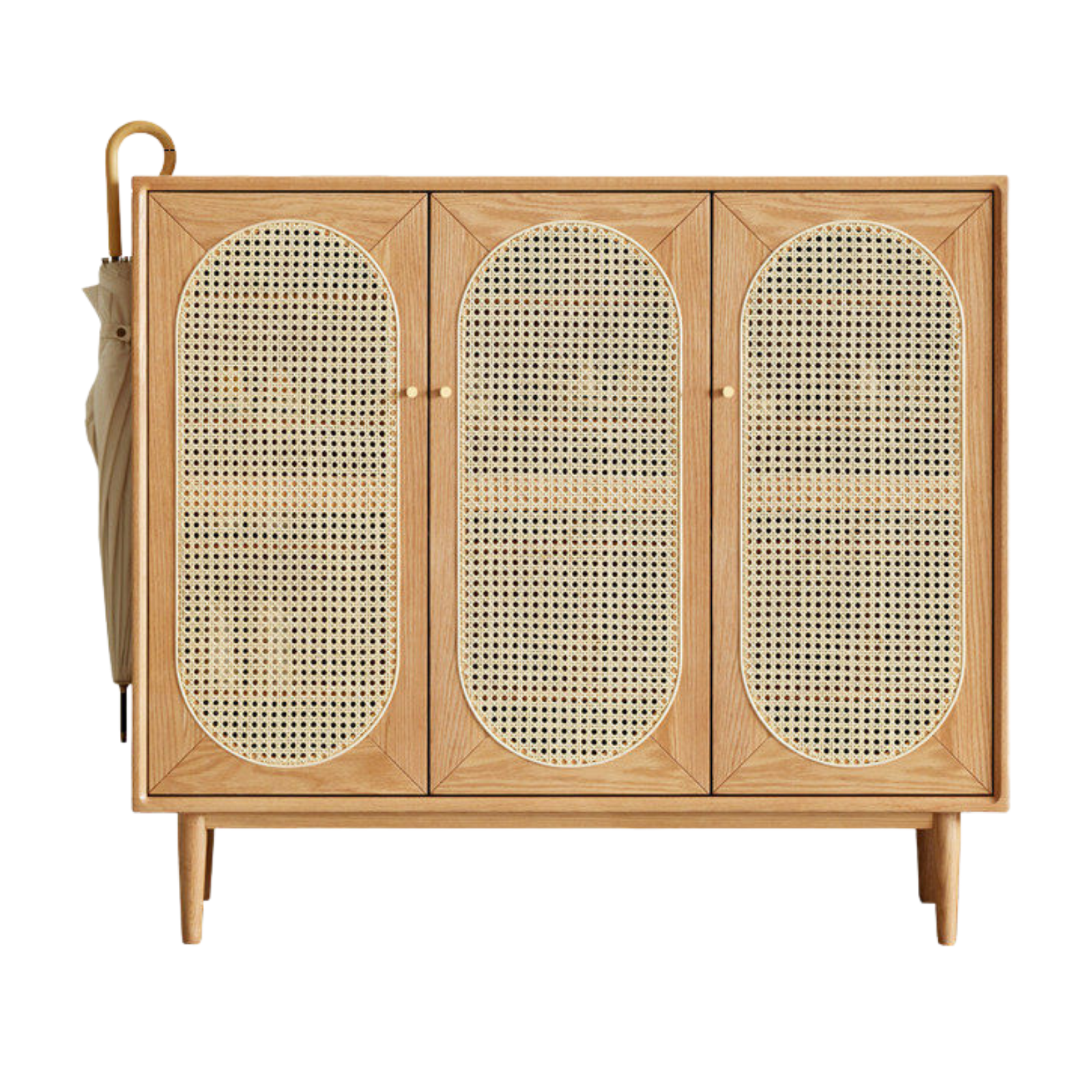 Oak Solid Wood Rattan Shoe Cabinet
