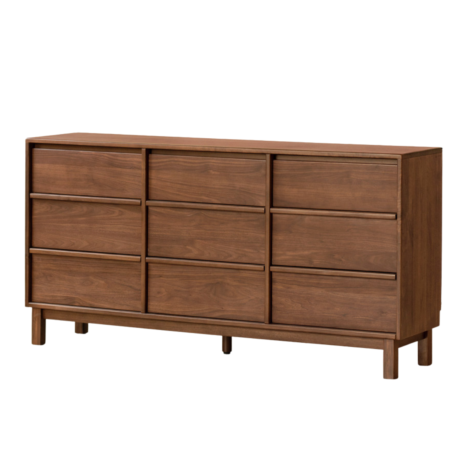 Black Walnut, Sandalwood, Oak Solid Wood Skeleton Line Chest of Drawers