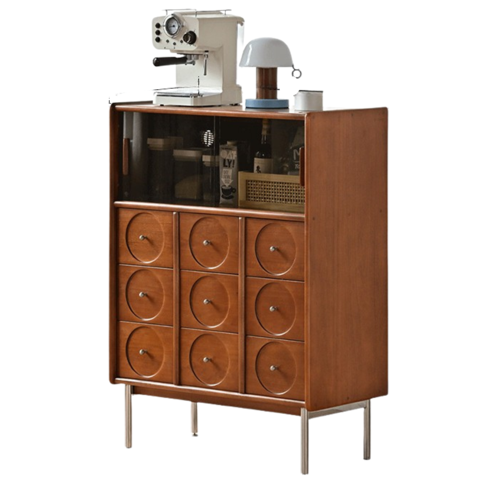 Poplar Solid Wood Middle-Ancient Style Retro Side Cabinet