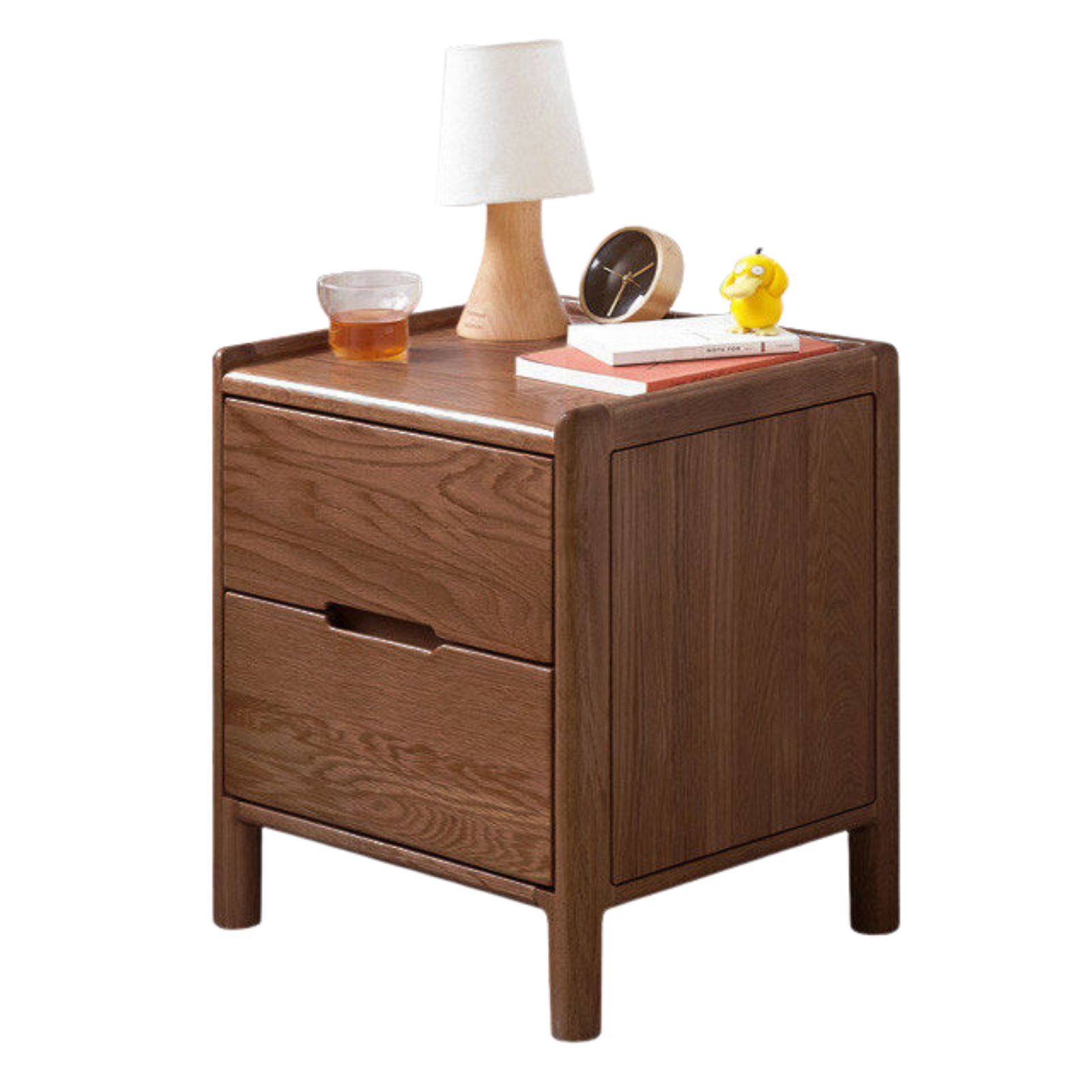 Oak Solid Wood, Solid Rubberwood Nordic Style Nightstand