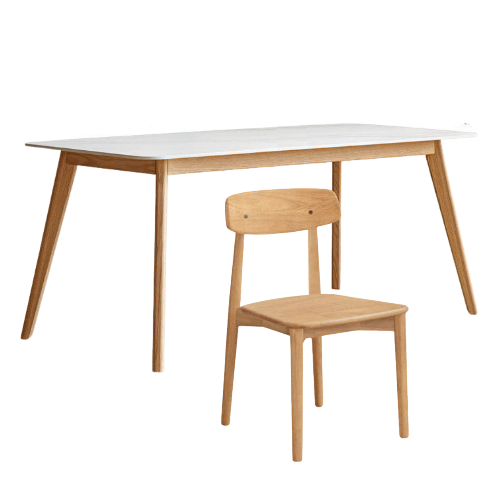 Oak Solid Wood, Solid RubberWood Rock Modern Dining Table