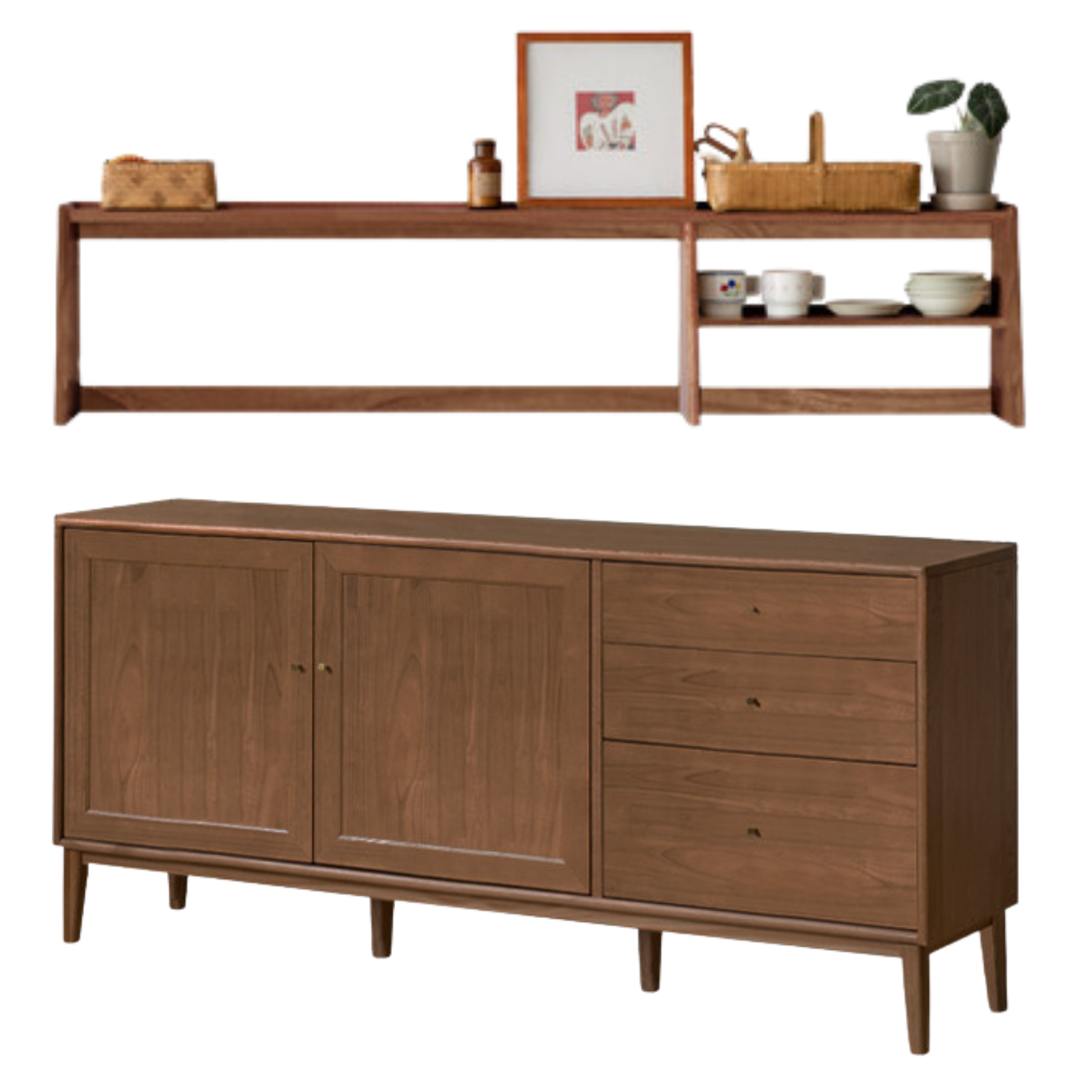 Oak Solid Wood, Solid Rubberwood Classic Sideboard