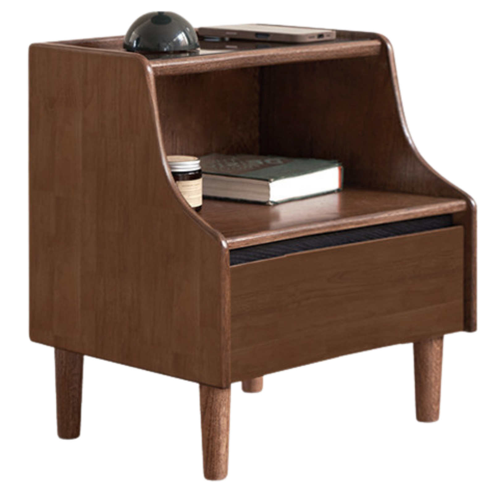 Solid Rubberwood, Oak Solid Wood Nightstand
