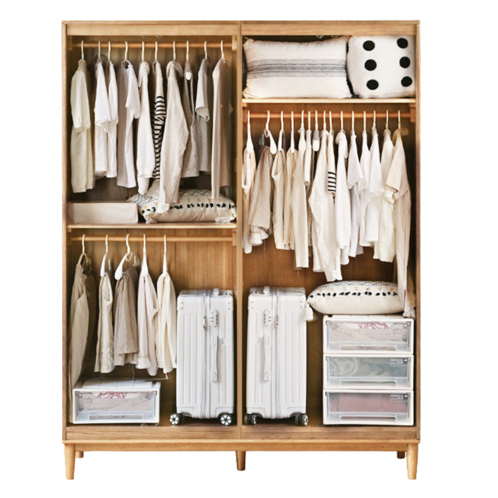 Oak Solid Wood Modern Wardrobe.