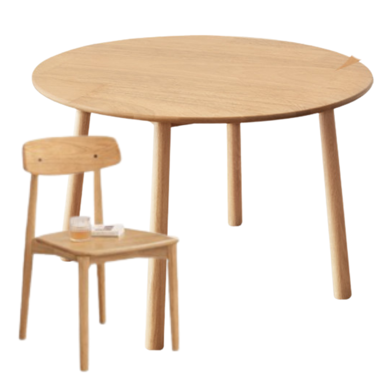 Oak, Rubberwood Solid Wood Round Dining Table