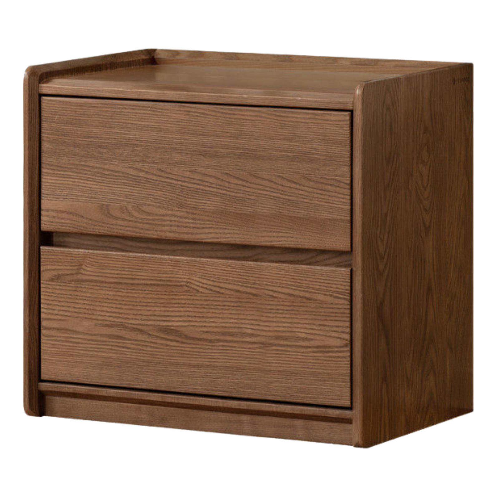 Ash Solid Wood Nightstand with Single Drawer and Open Shelf