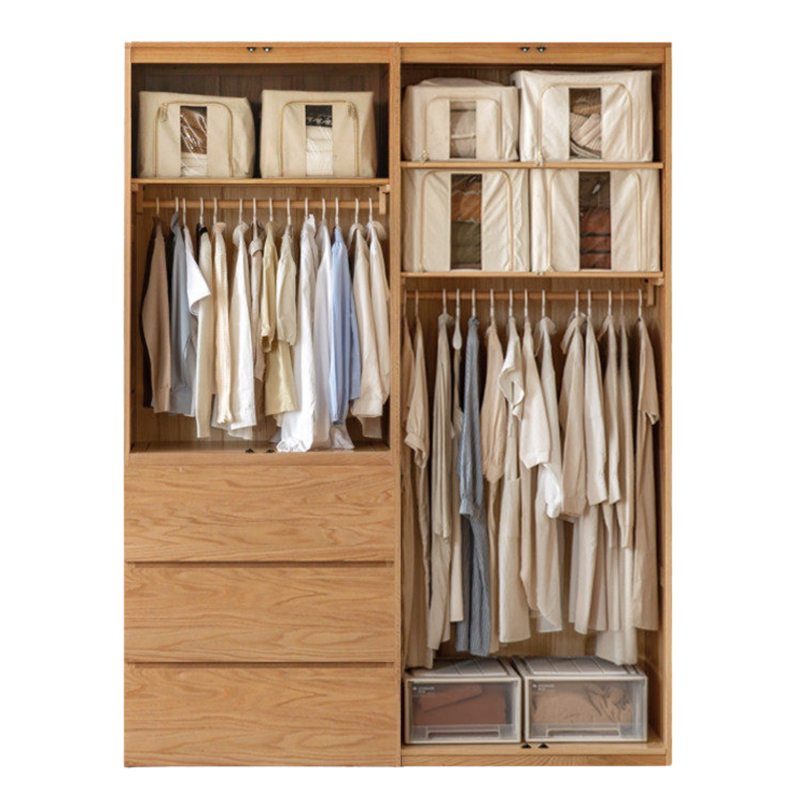 Oak, Ash Solid Wood Sectional Wardrobe