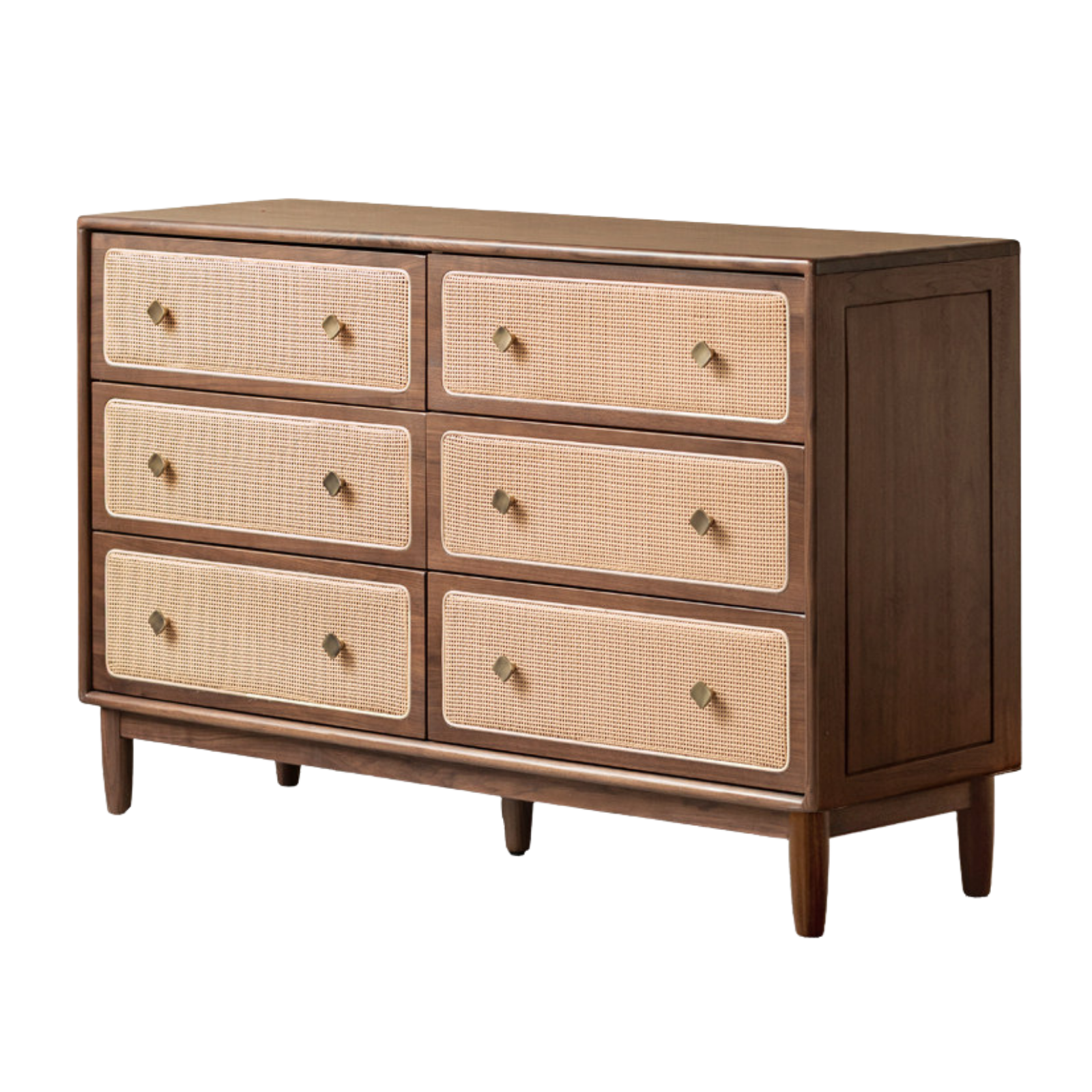 Oak, Black Walnut Solid Wood Cabinet Modern Rattan Storage Cabinet.