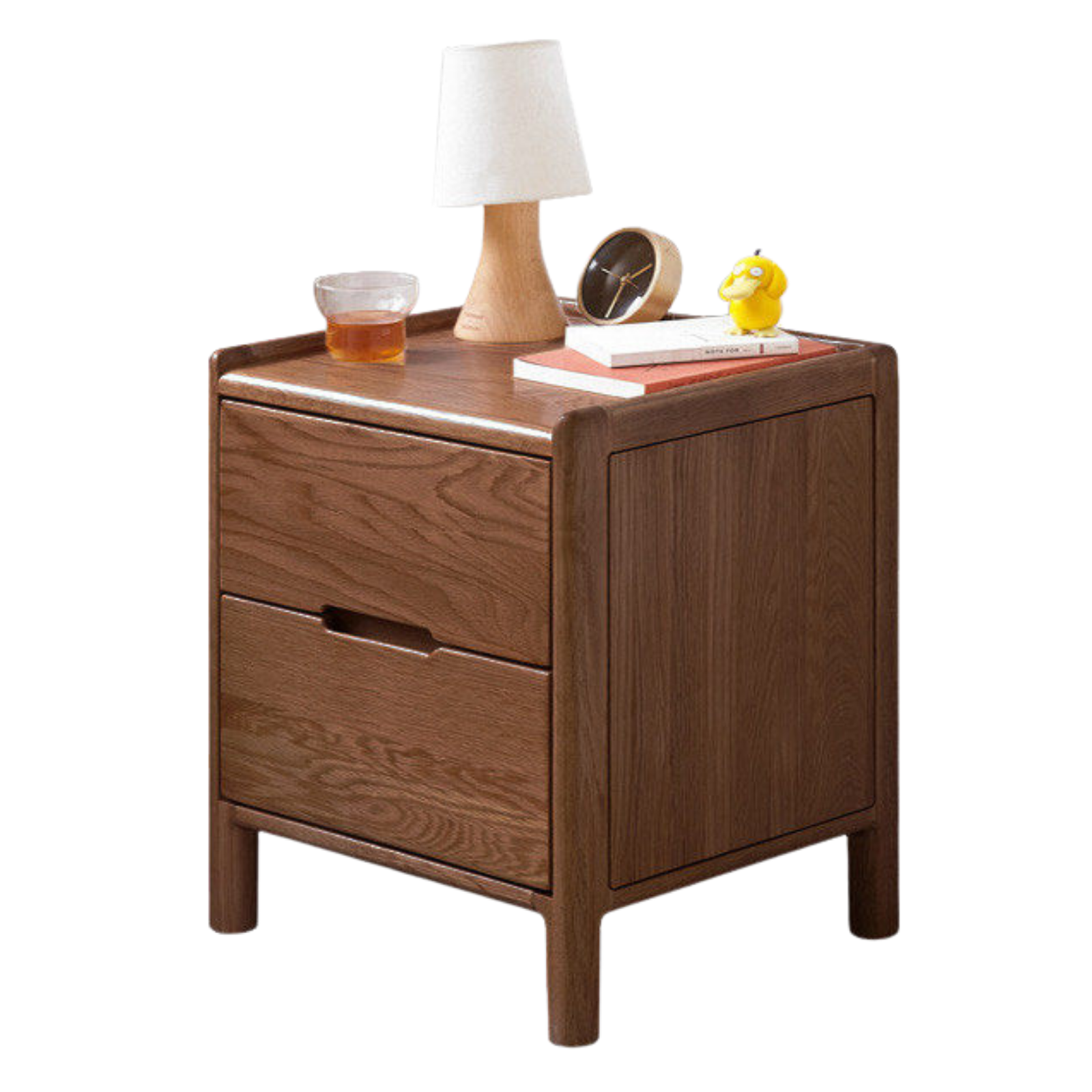 Rubberwood, Oak Solid Wood Simple Modern Style Nightstand