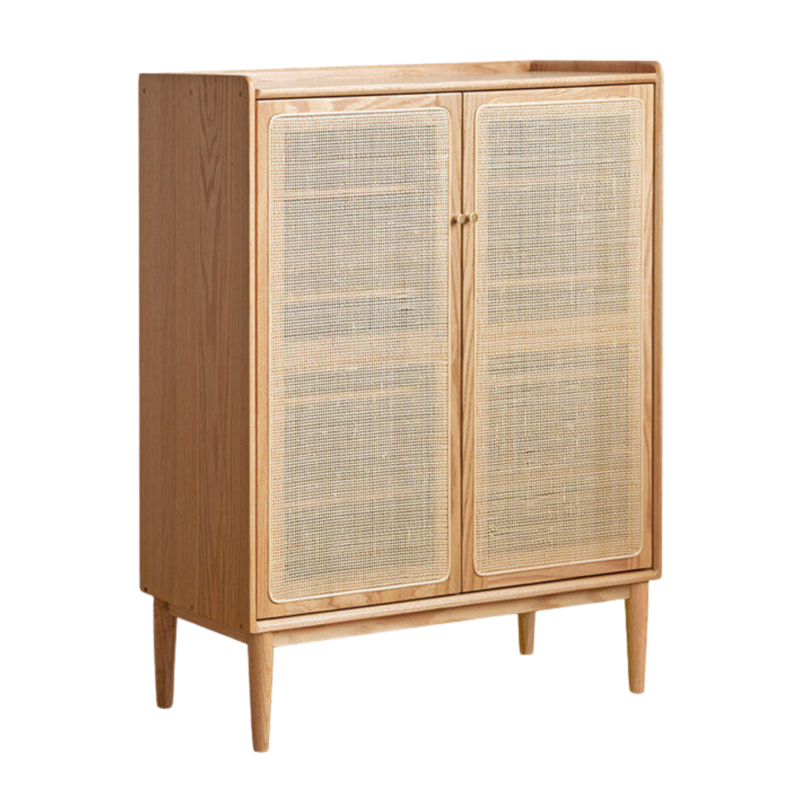 Oak Solid Wood Shoe Cabinet rattan entrance cabinet