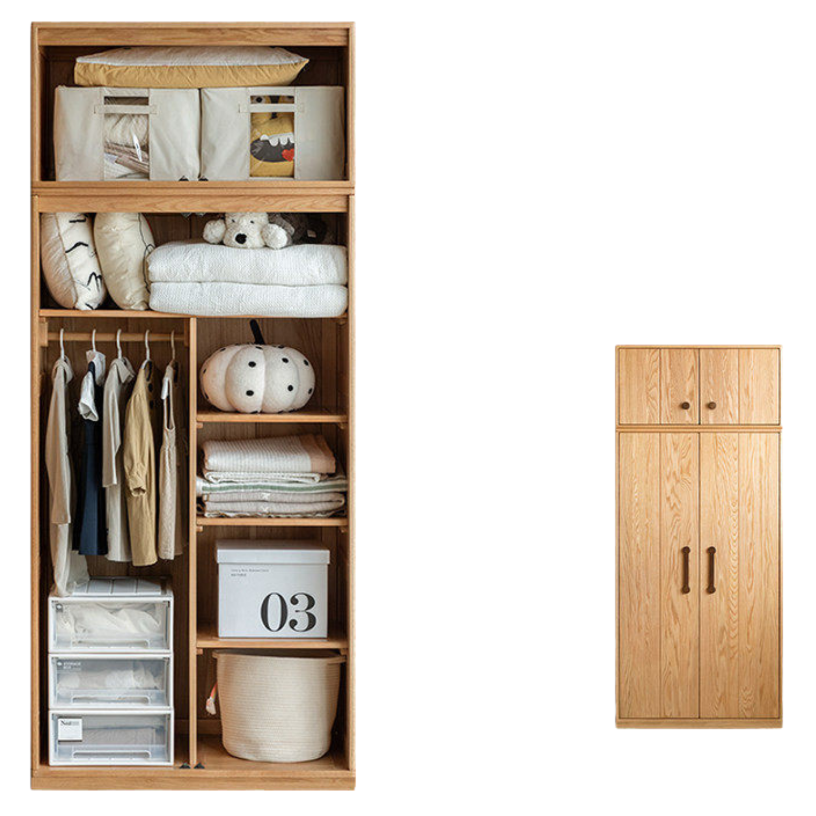 Oak Solid Wood Kids Wardrobe