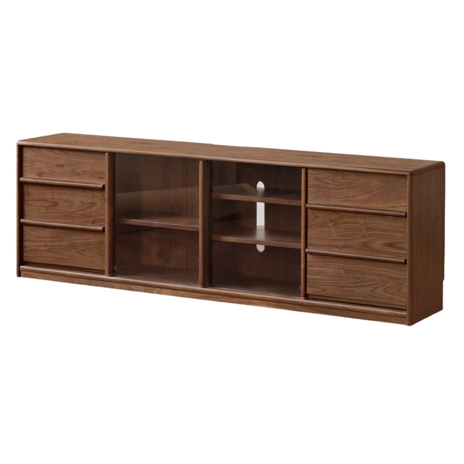 Black Walnut Solid Wood TV Cabinet with Large Storage