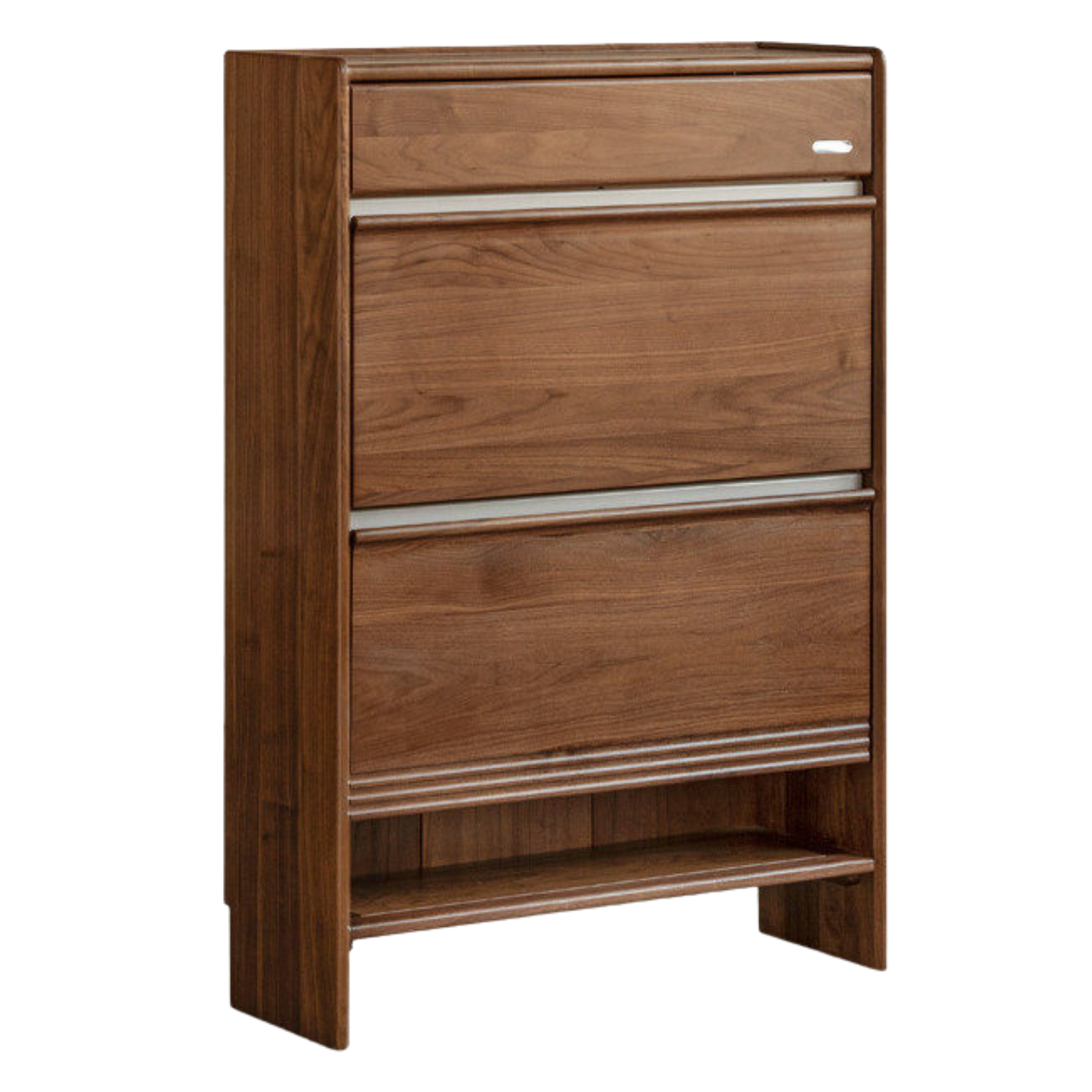 Black Walnut Solid Wood Flip Door Shoe Cabinet, Italian Style Entryway Storage Organizer
