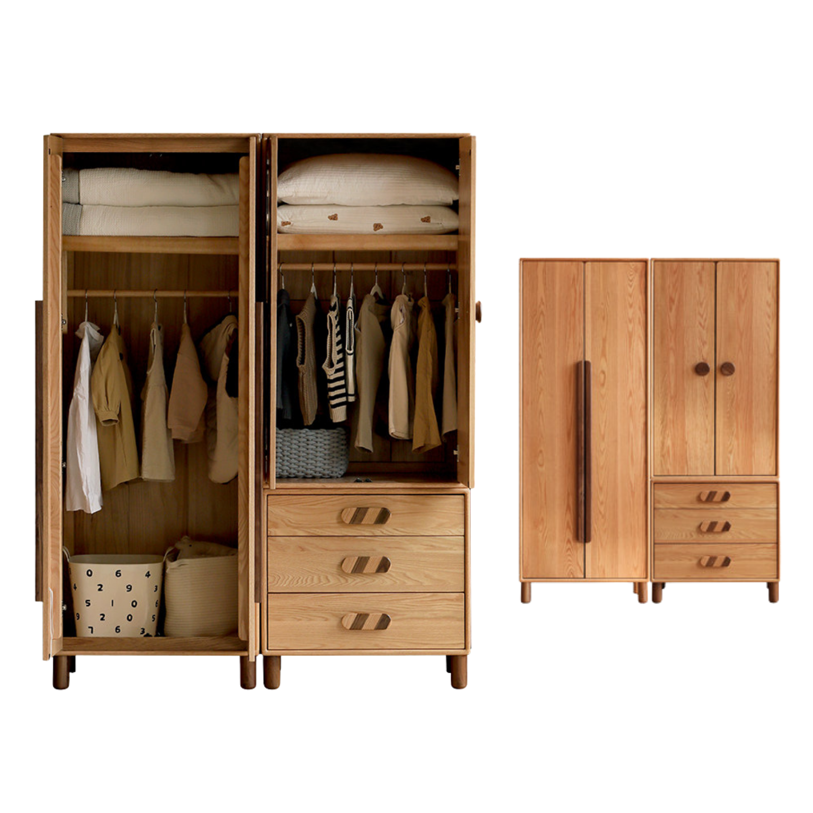 Oak Solid Wood Kids Wardrobe Free Combination