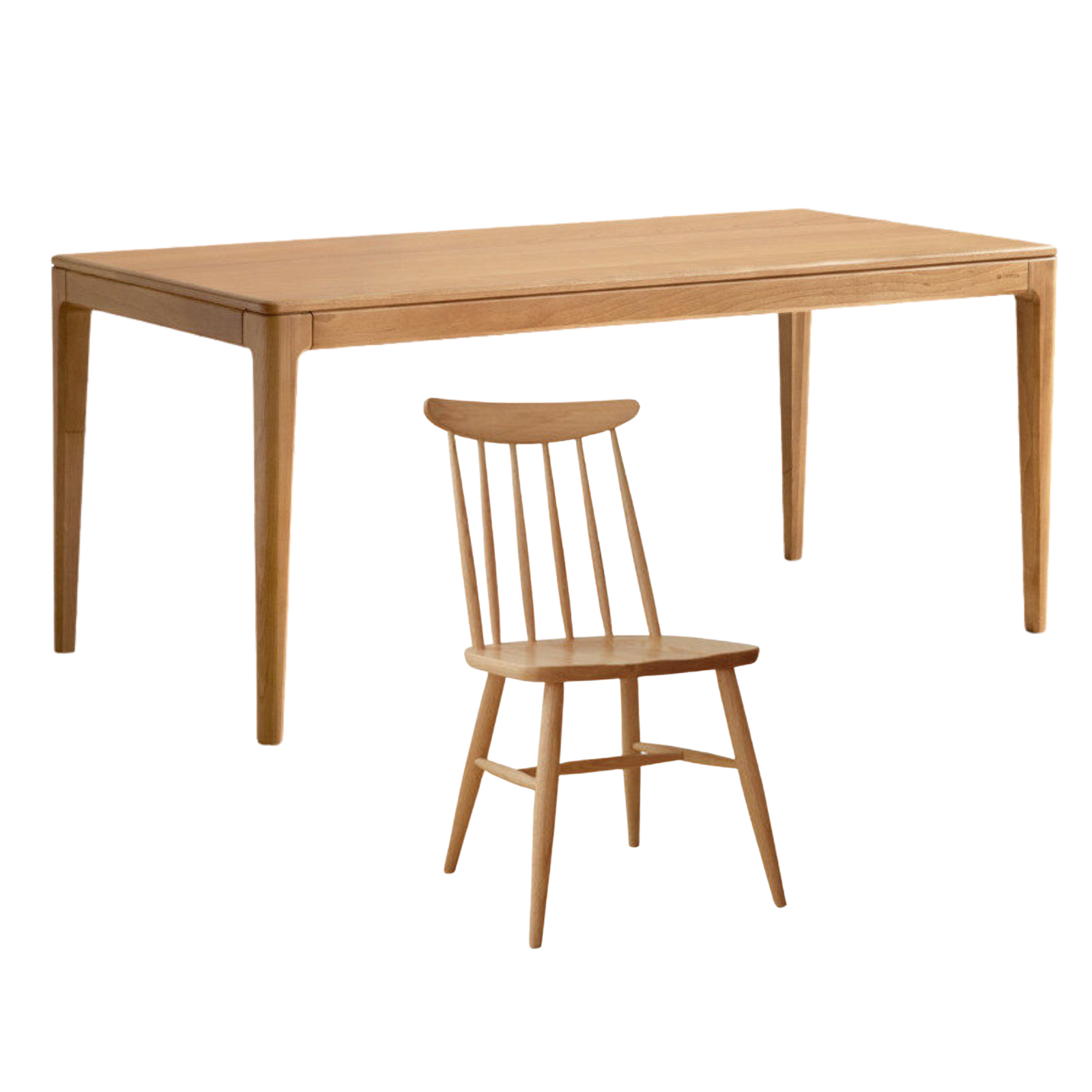 Oak Solid Wood Dining Table with Rectangular Top and Clean Lines