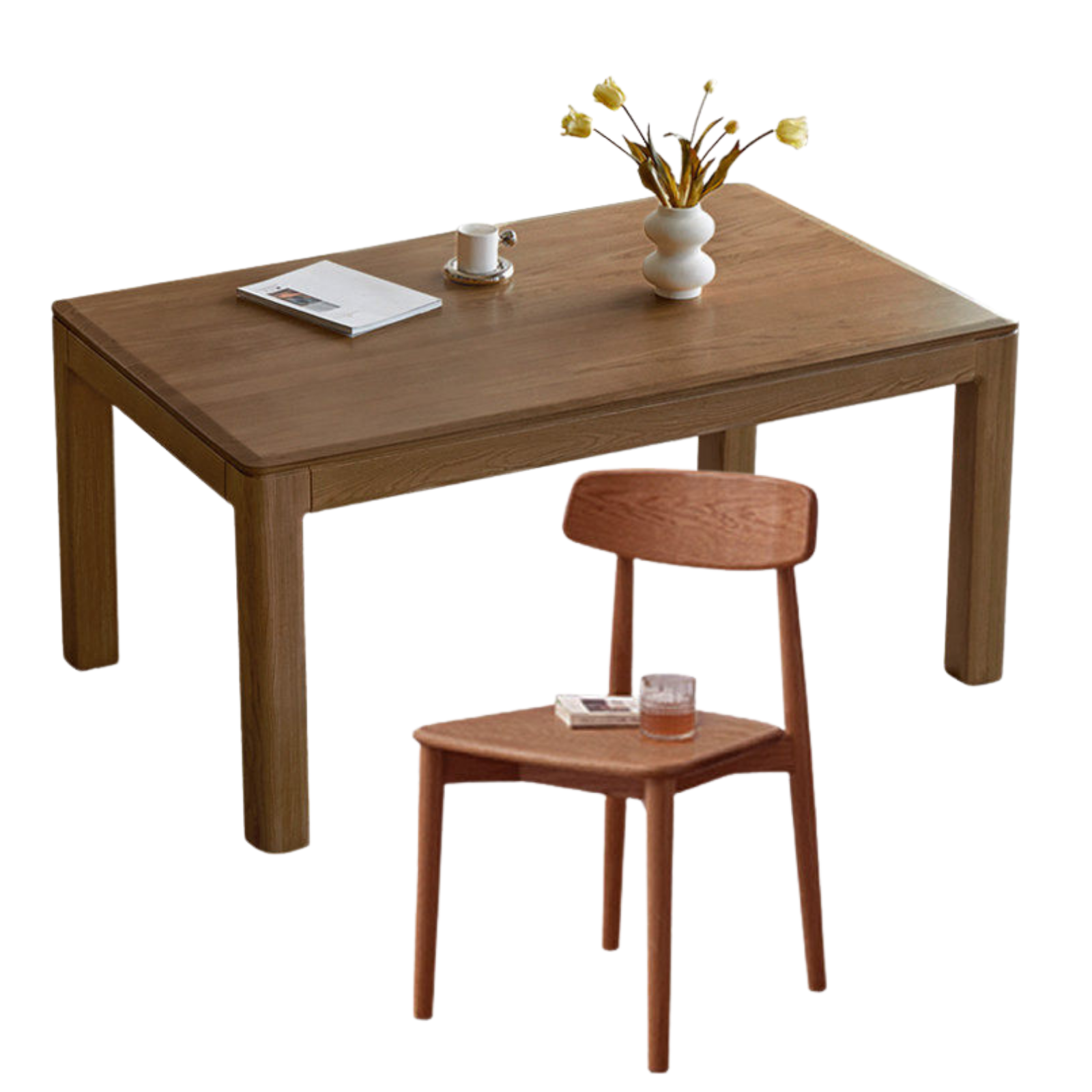 Black Walnut, Ash, Red Oak, Sandalwood Solid Wood Large Dining Table