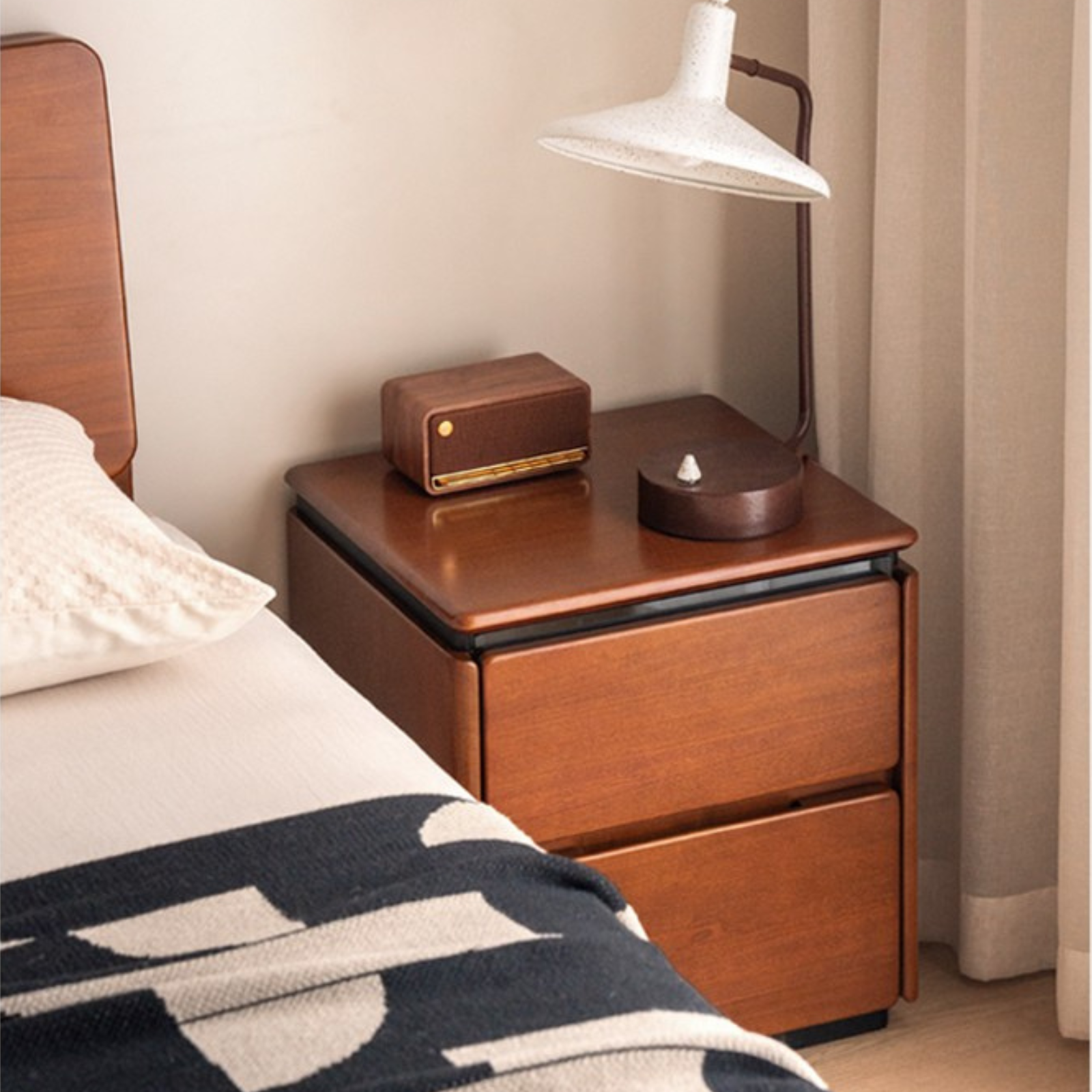 PoplarSolid Wood Vintage Style Nightstand