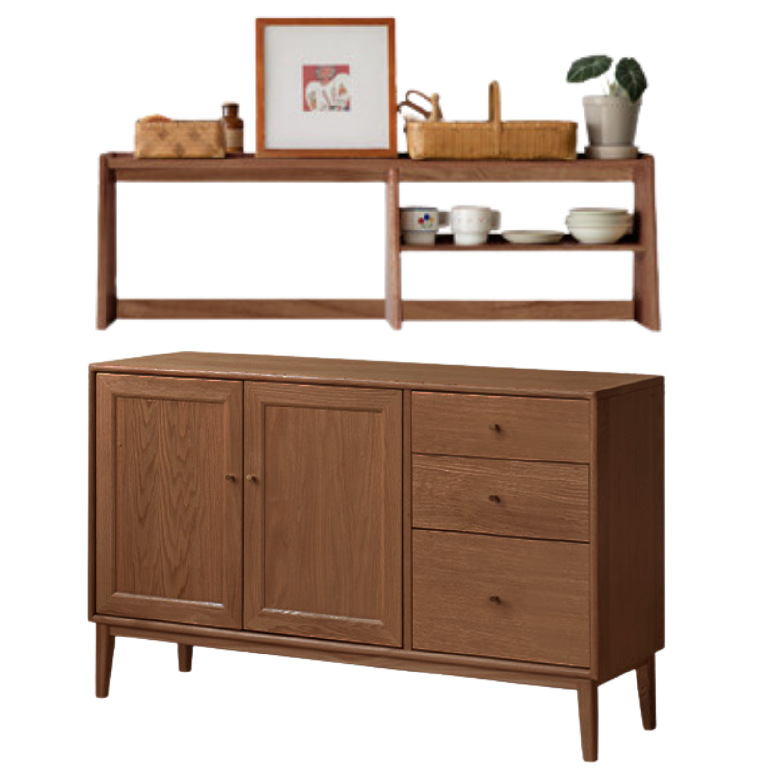 Oak Solid Wood, Solid Rubberwood Classic Sideboard