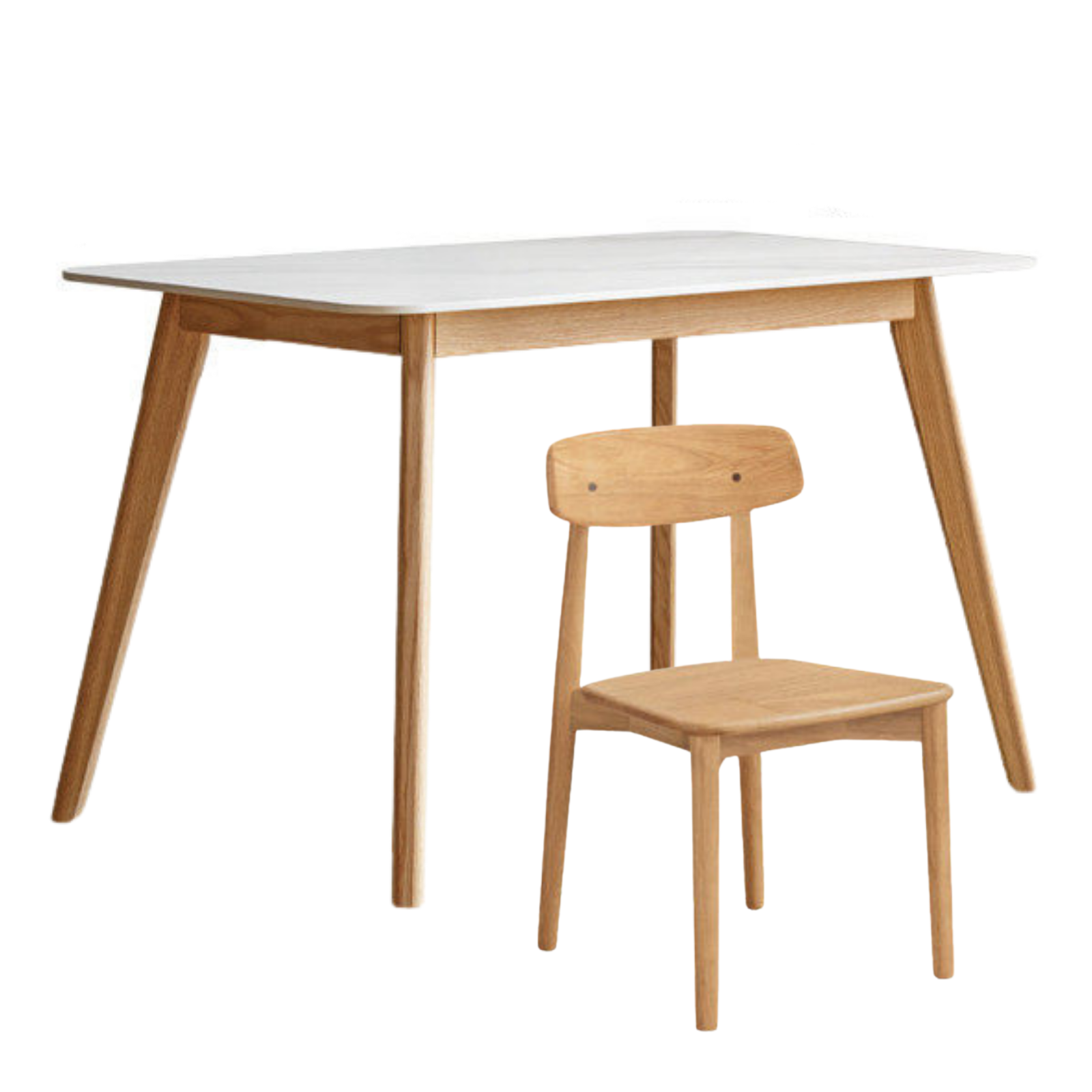 Oak Solid Wood, Solid RubberWood Rock Modern Dining Table