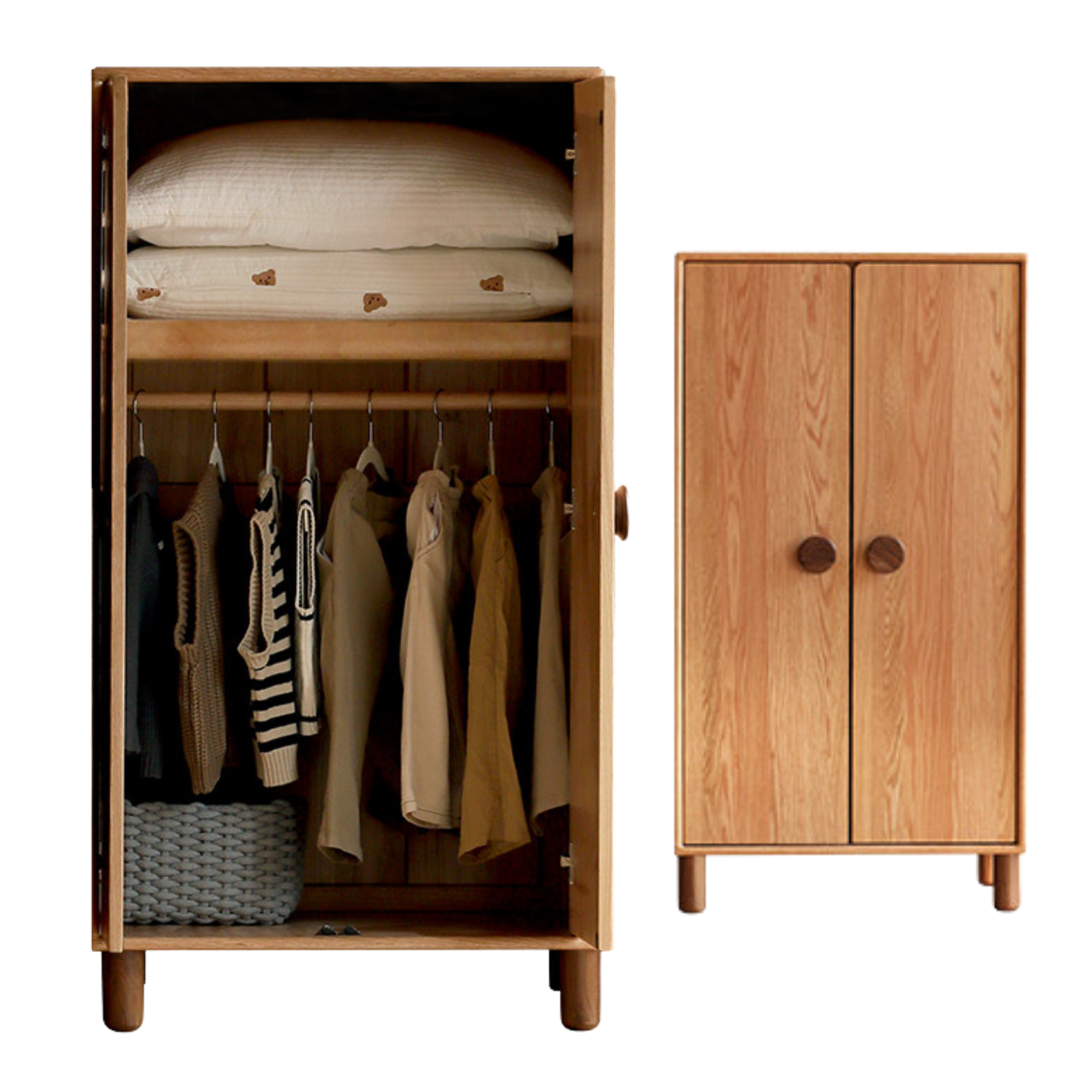 Oak Solid Wood Kids Wardrobe Free Combination