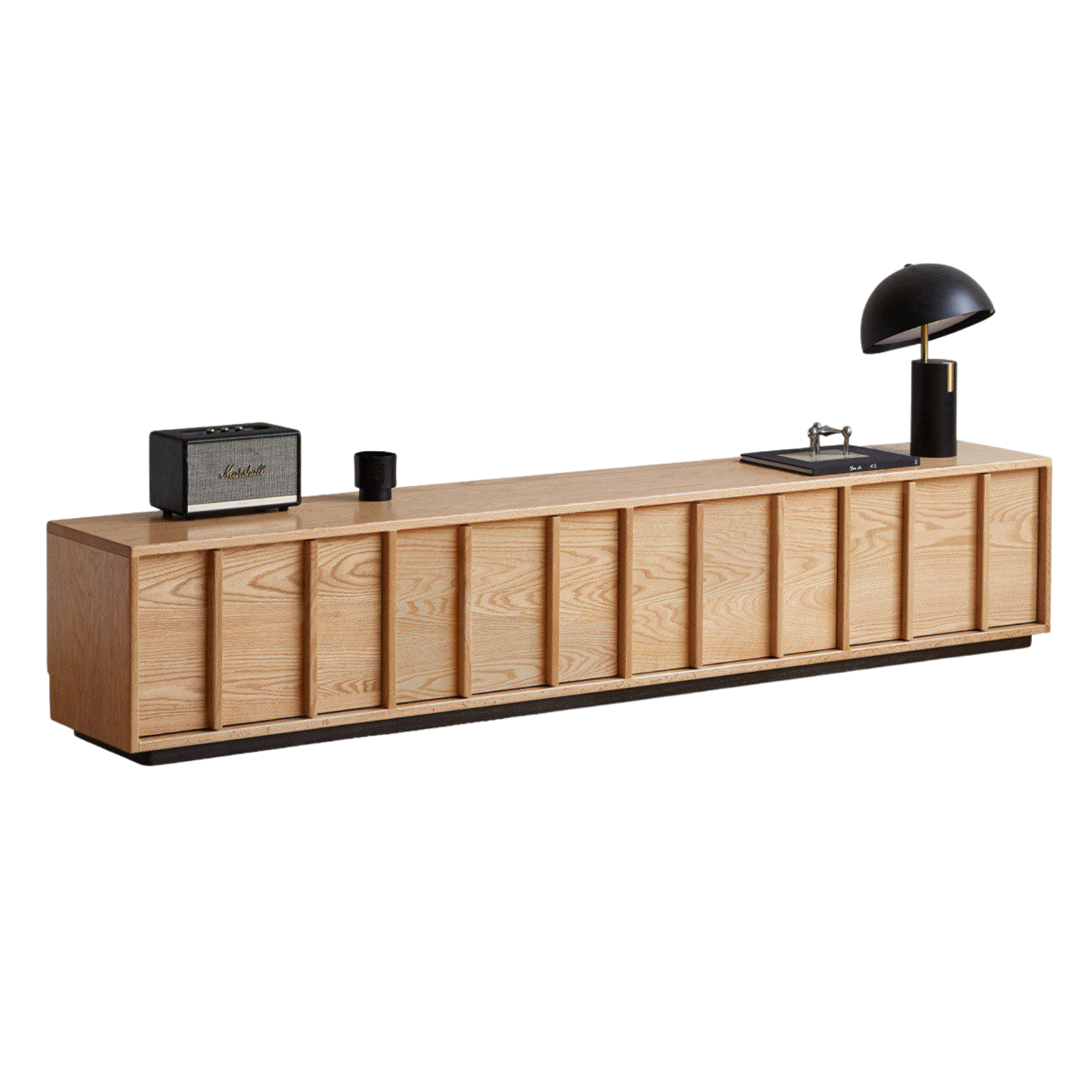 Oak Solid Wood TV Cabinet with Open Frame Storage Design