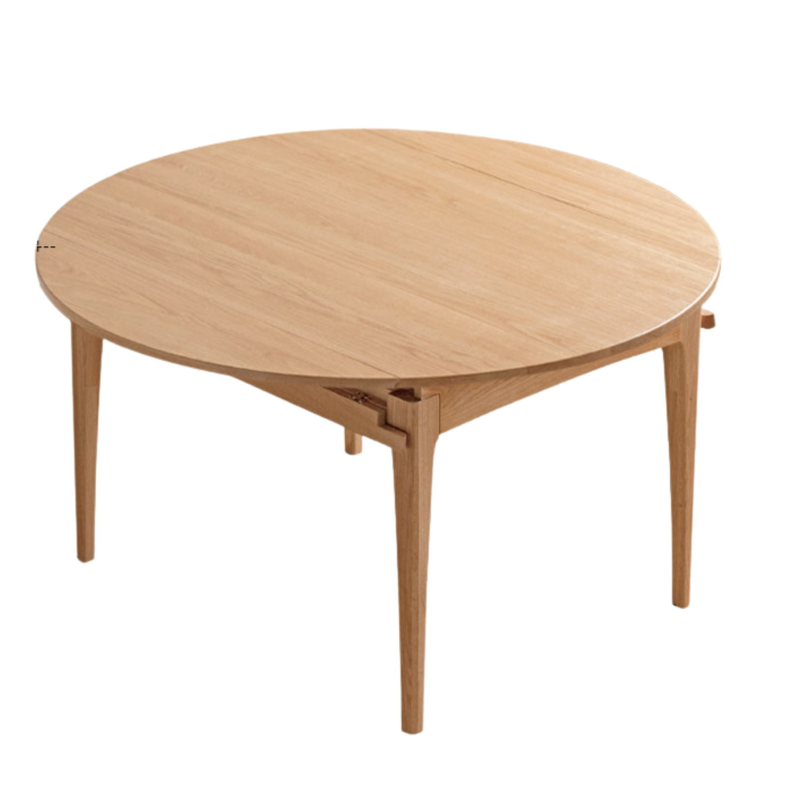Oak Solid Wood, Solid Rubberwood Folding Round Retractable Dining Table