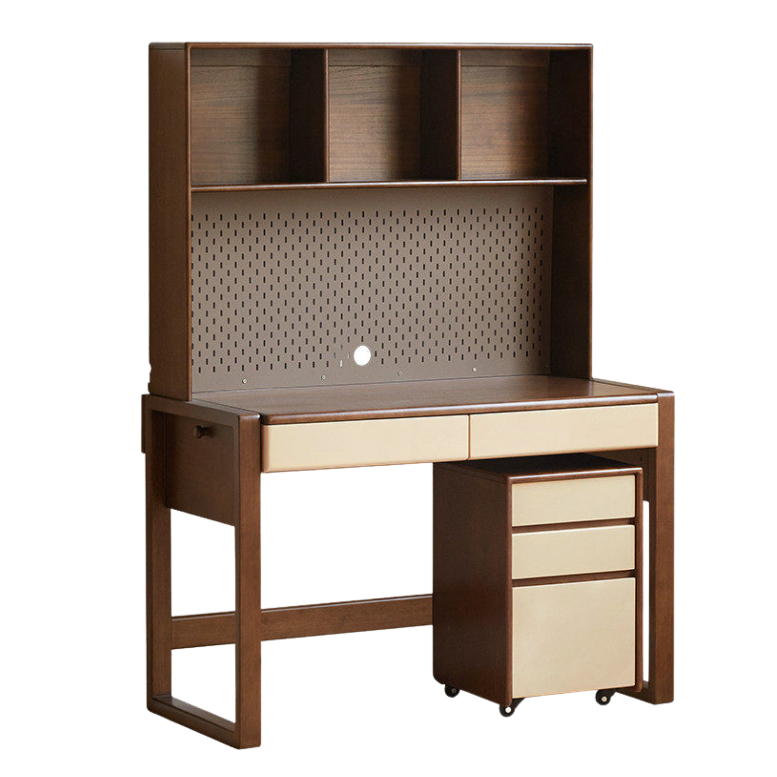 Solid Rubberwood Children's Desk With Bookshelf