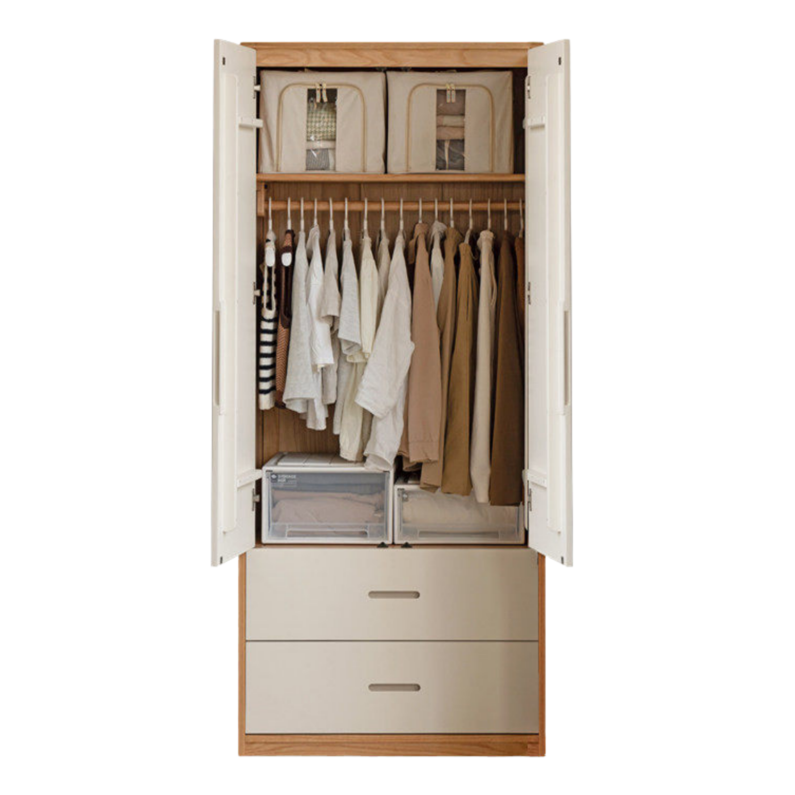 Oak Solid Wood Wardrobe Floor Combination Cabinet.